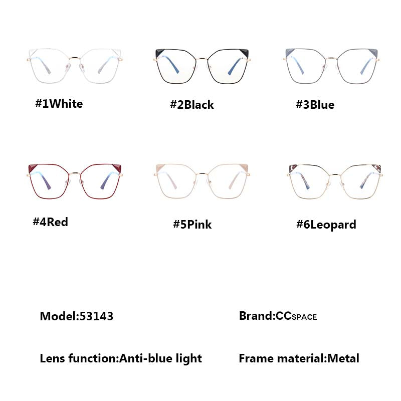 CCspace Women's Full Rim Cat Eye Acetate Alloy Frame Eyeglasses 53143 - Stylish Retro Glasses for Women, Lightweight & Durable - Perfect for Office, Reading, Fashion Accessory