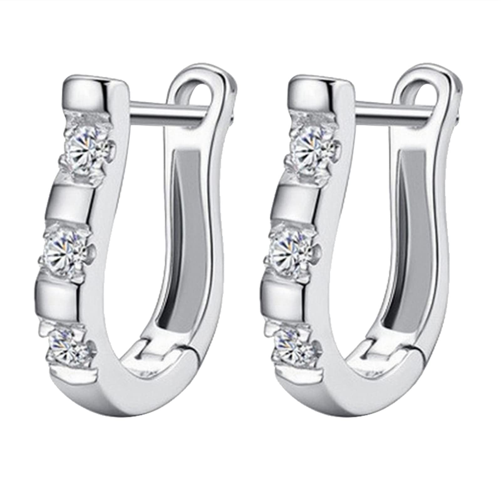 Luxury Glitter Diamond Stud Hoop Earrings for Women & Girls - Rose Gold & Silver Elegant Jewelry for Parties, Weddings & Daily Wear
