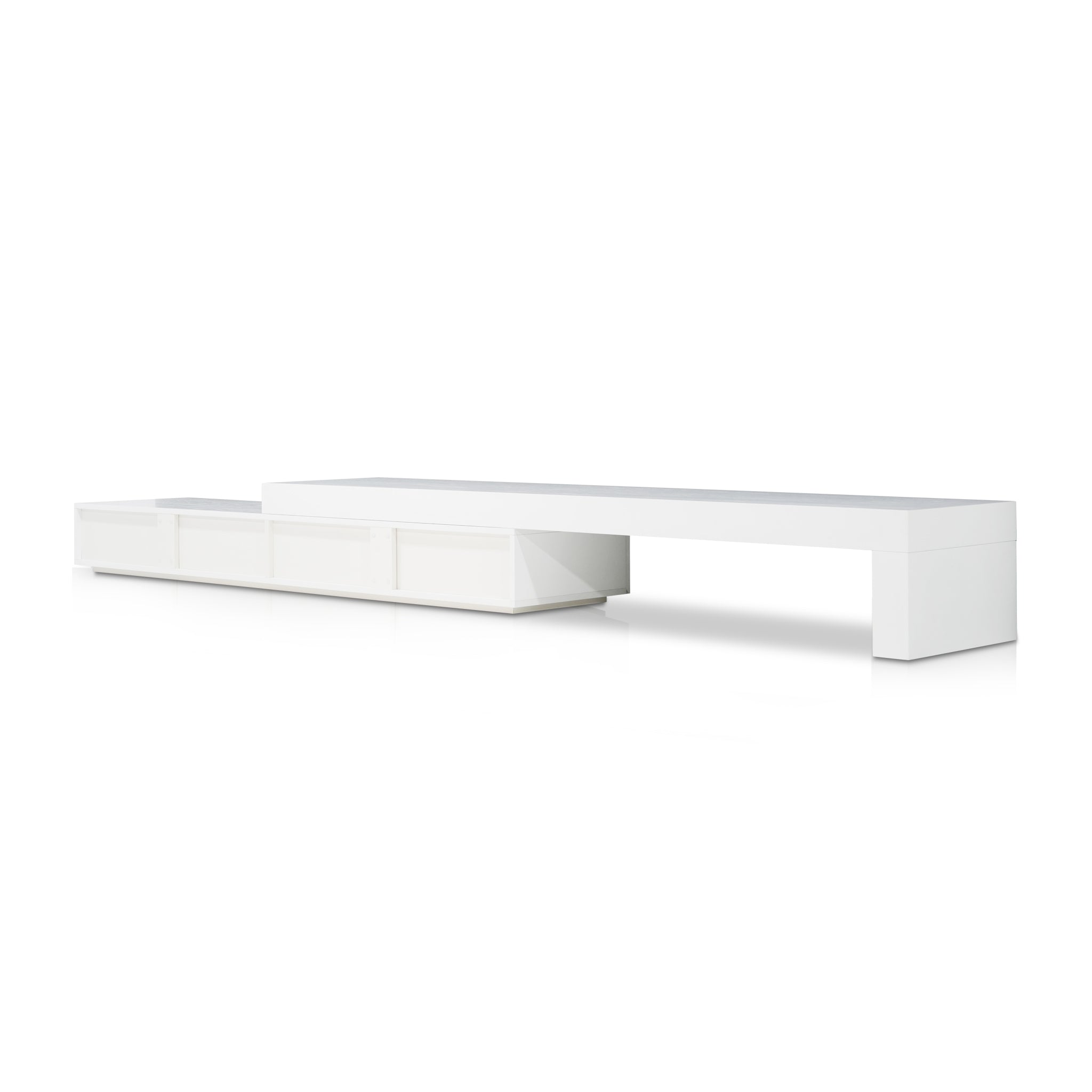 Extendable TV Stand with Storage - White Oak Modern Entertainment Center for Living Room, Bedroom & Home Theater