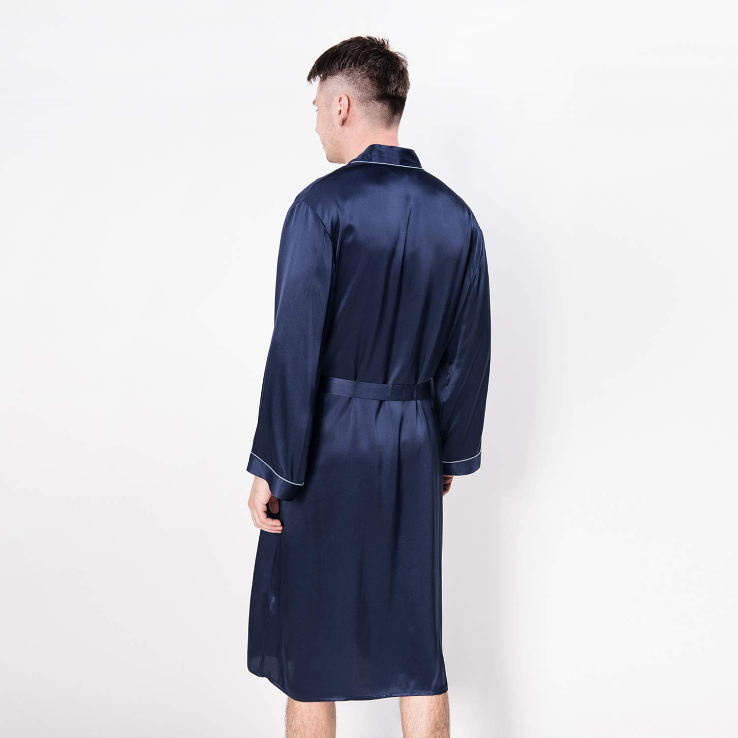Luxury Mulberry Silk Robe for Men - Lightweight Long Sleeve Bathrobe & Sleepwear - Perfect for Spa, Lounge & Home Relaxation
