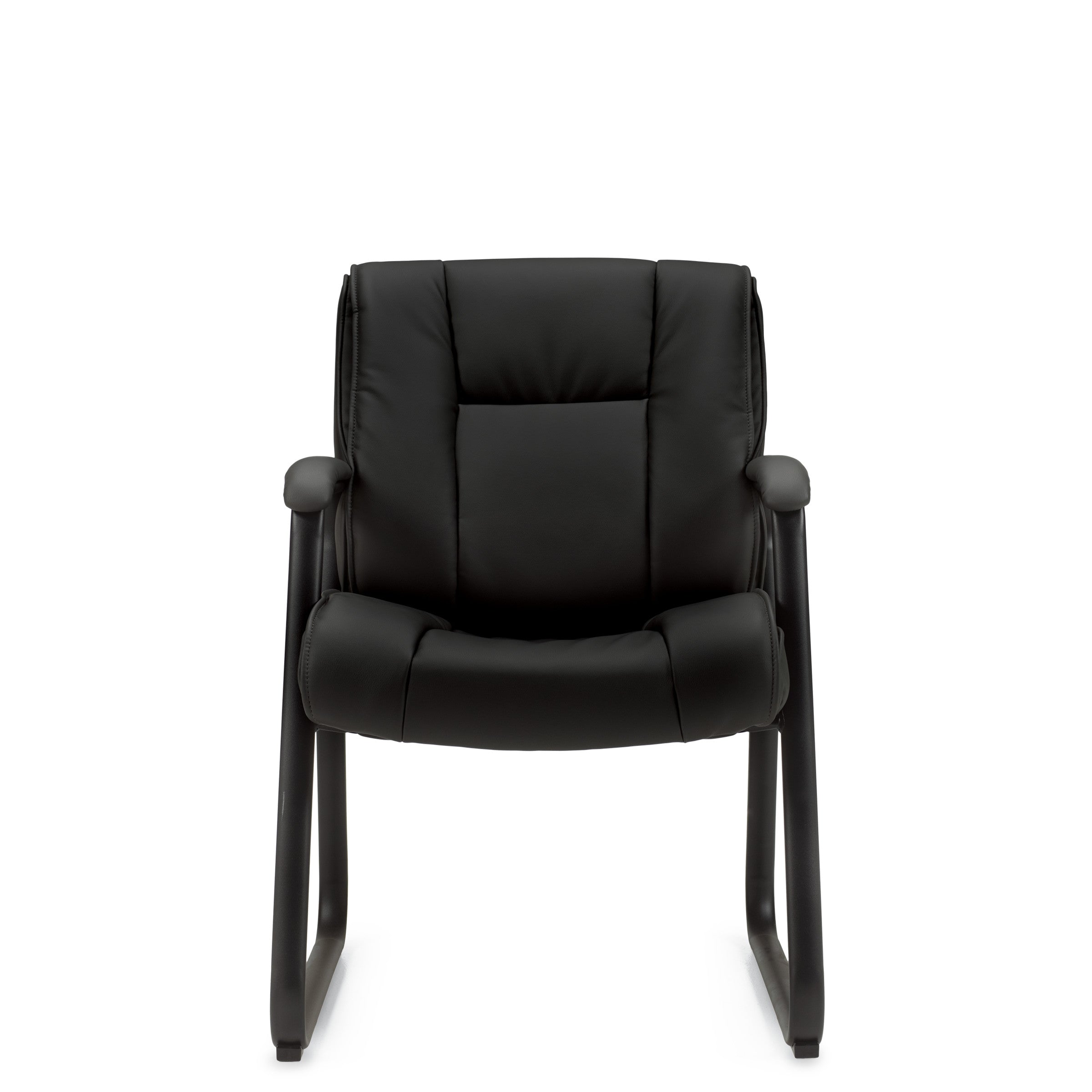Premium Black Leather Guest Chair with Fixed Arms - OTG2782 by OTG - Elegant Office Seating for Reception, Conference Rooms & Home Offices