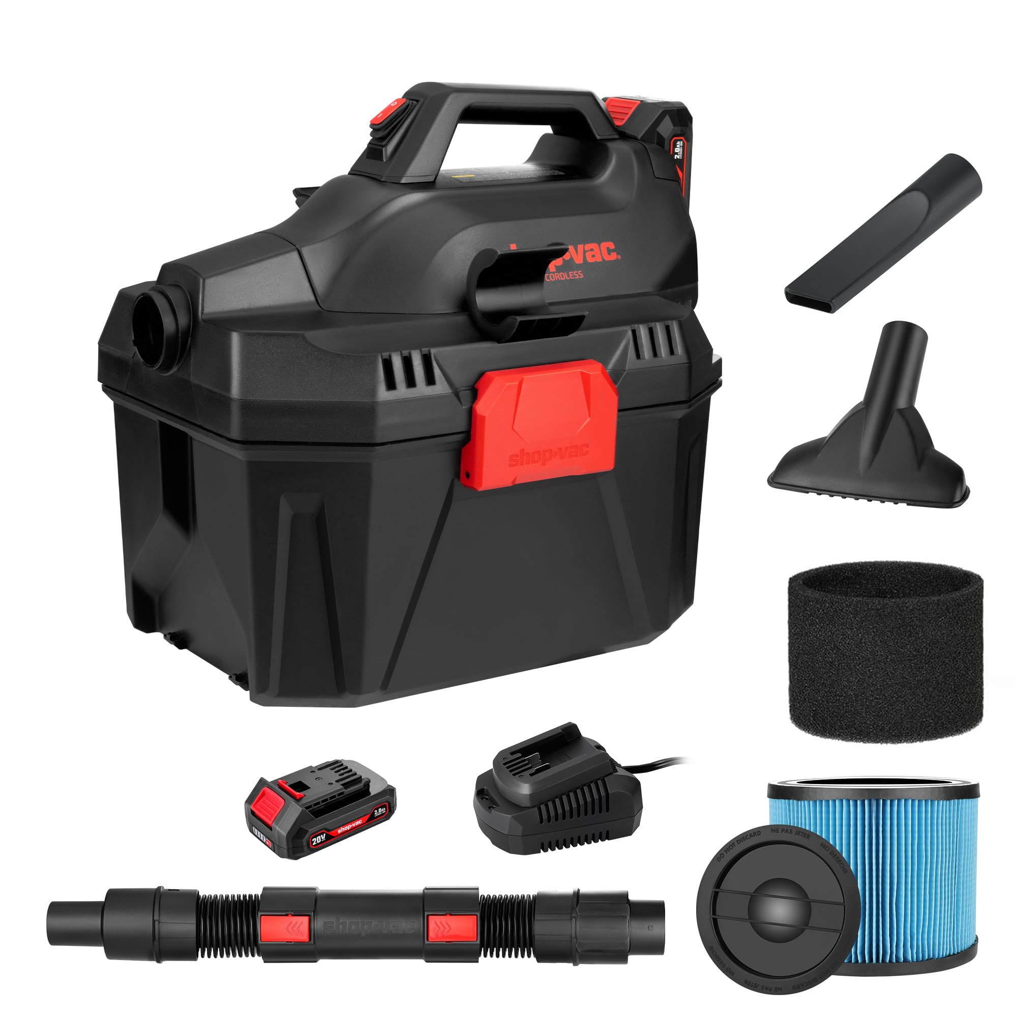 Shop-Vac 20V Cordless Wet/Dry Vacuum Cleaner - 3-in-1 Portable Shop Vac with Detachable Blower, Battery & Charger Included - Perfect for Jobsite, Garage, Car Cleaning & Workshop Use