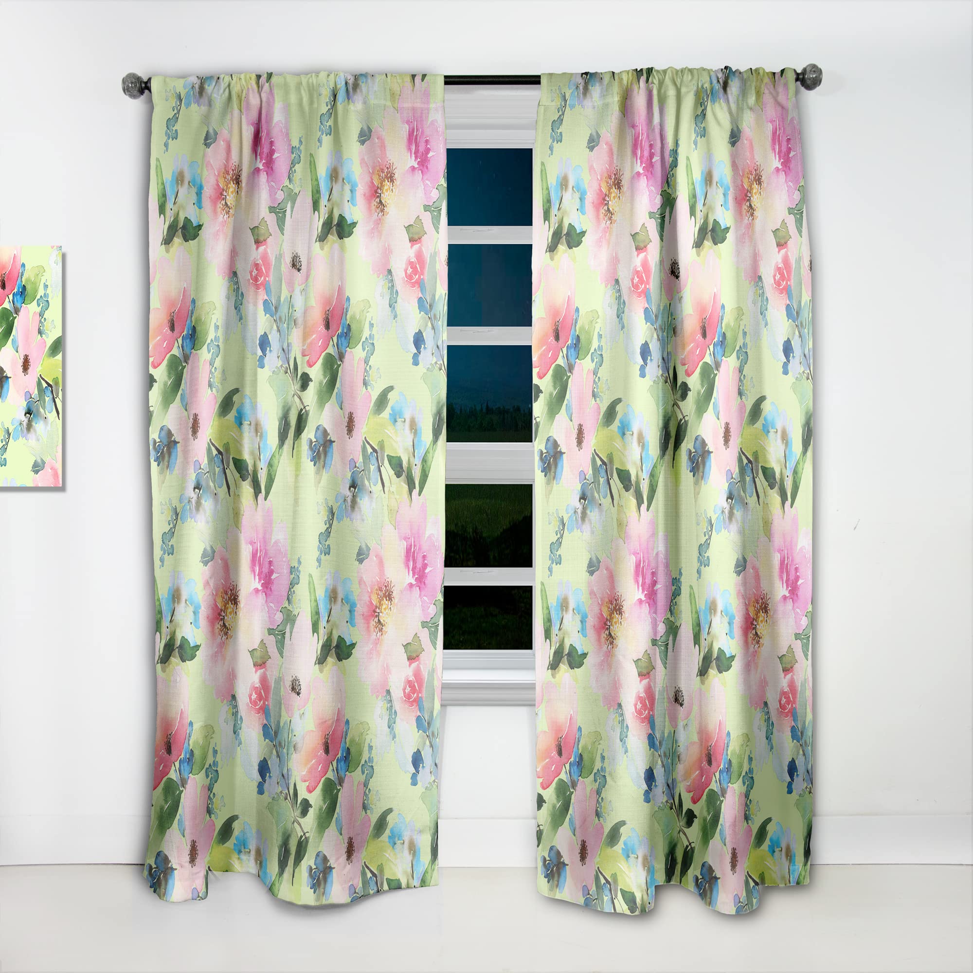 DesignQ Floral Botanical Retro IV Thermal Insulated Curtains - Single Panel 52x120 Inches - Elegant Window Treatments for Bedroom & Living Room - Perfect for Home Decor, Privacy & Energy Savings
