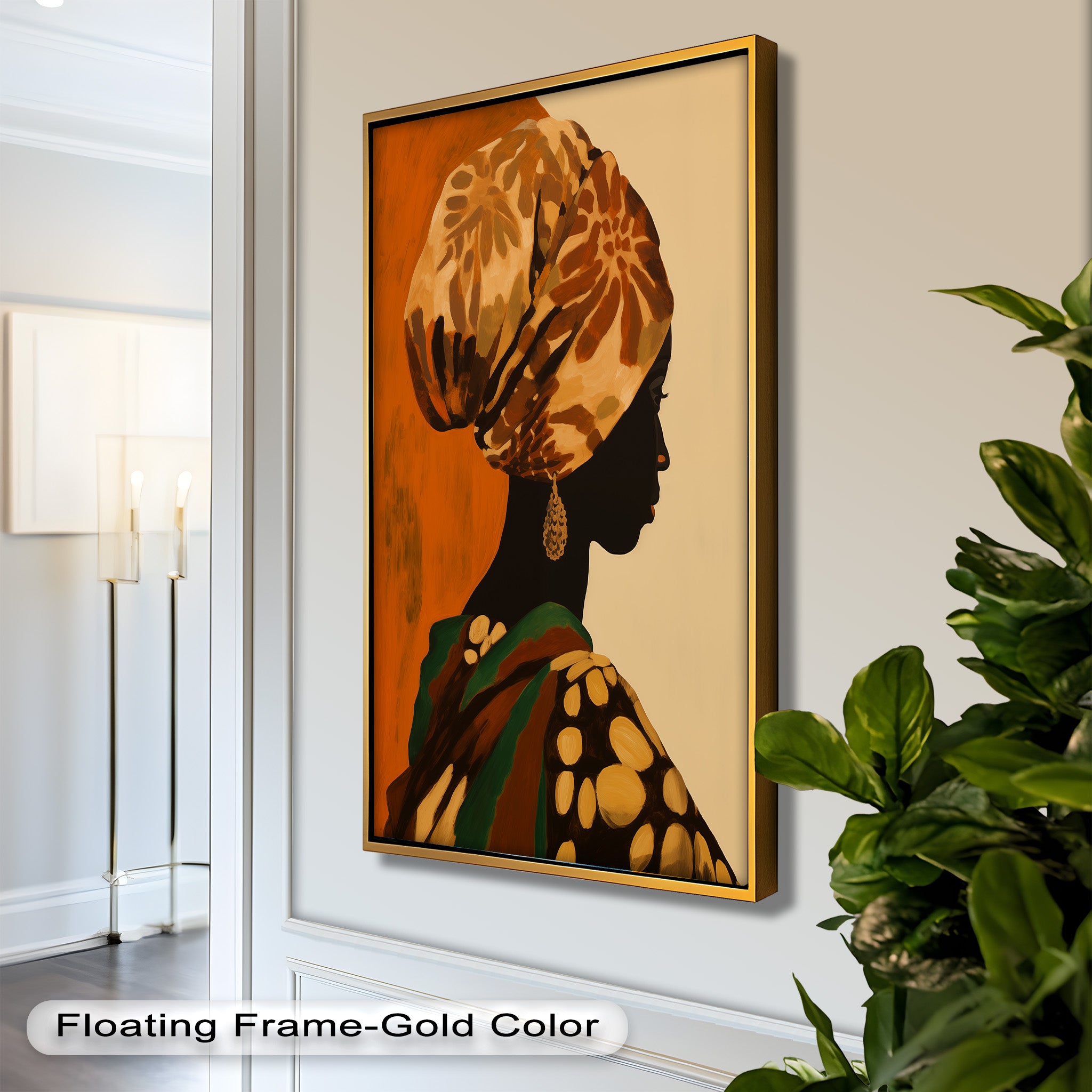African Woman Portrait Art - Hand-Painted Framed Oil Painting for Home & Office Decor | Wall Art for Living Room, Bedroom, or Office