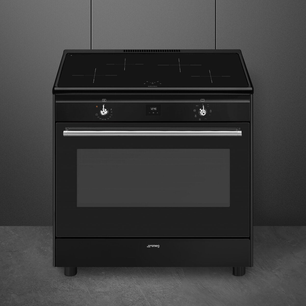 Smeg 90cm Black Induction Upright Oven and Stove Combo CX91IMBL - Premium Kitchen Appliance for Modern Homes, Perfect for Baking, Roasting & Cooking Family Meals