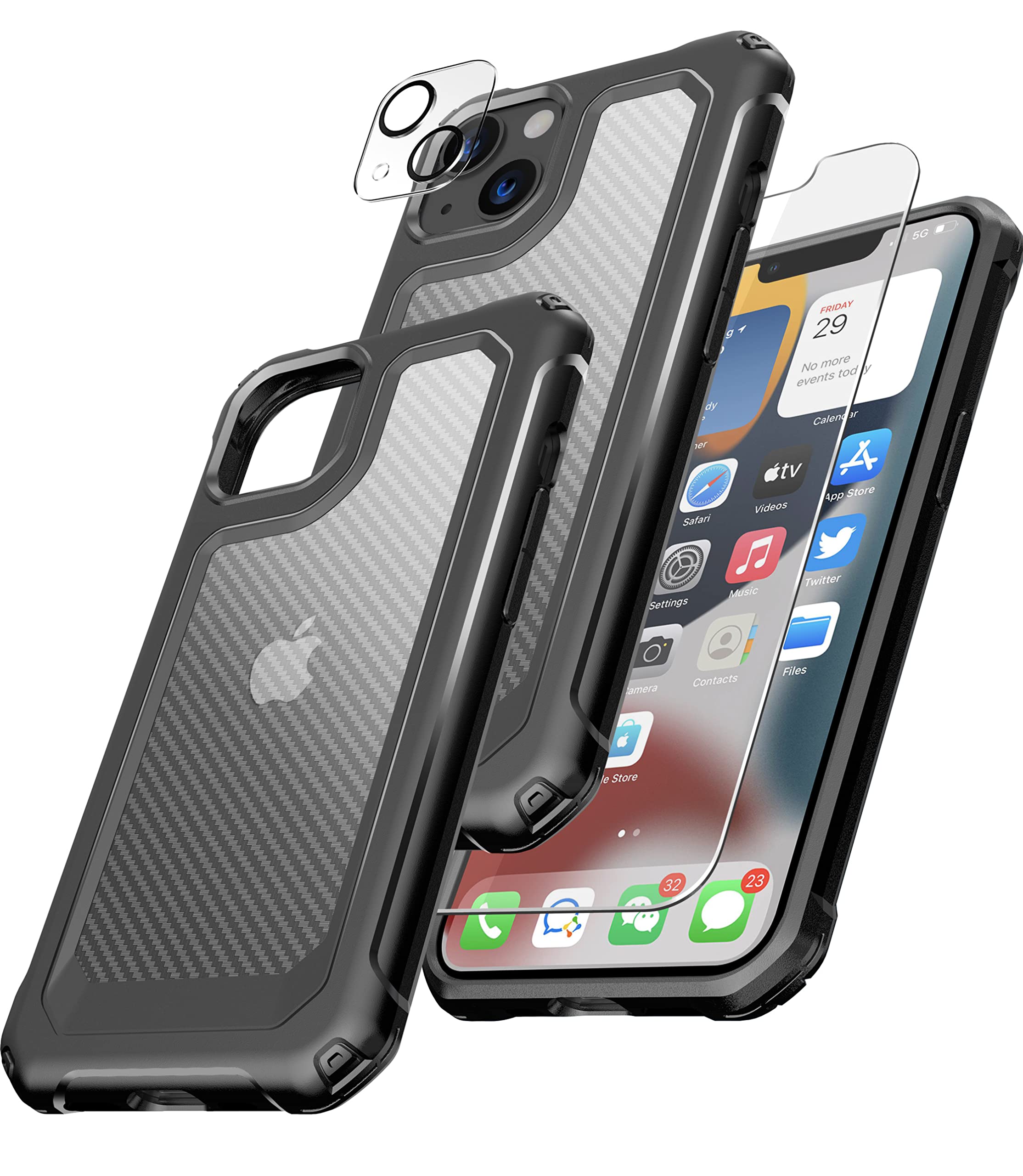 BEIDI Slim Protective iPhone 13 Case with Tempered Glass Screen Protector | 6.1