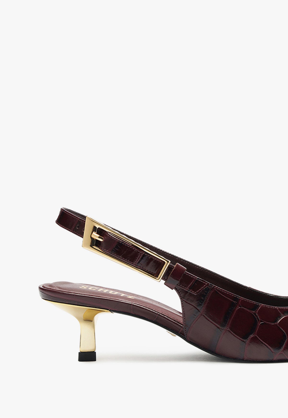 Ciara Crocodile Embossed Leather Pumps - Mid Heel (2.4