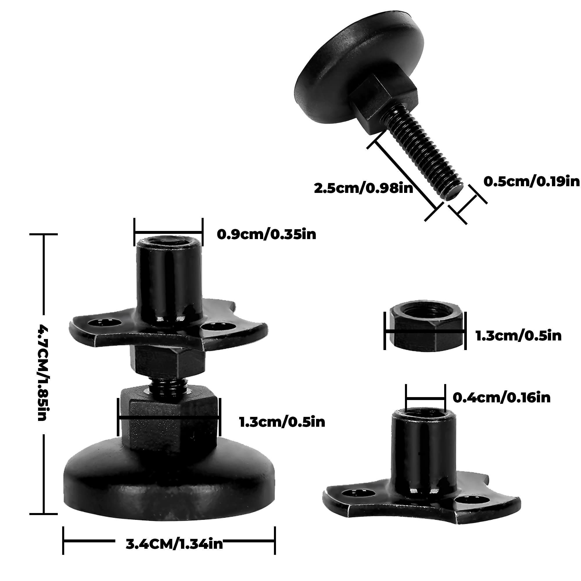 Adjustable Screw Furniture Levelers Feet - Heavy Duty Replacement Legs for Wardrobes, Cabinets & Furniture - Floor Protectors (4PCS, Black) - Perfect for Home Office, Living Room & Bedroom Furniture Protection