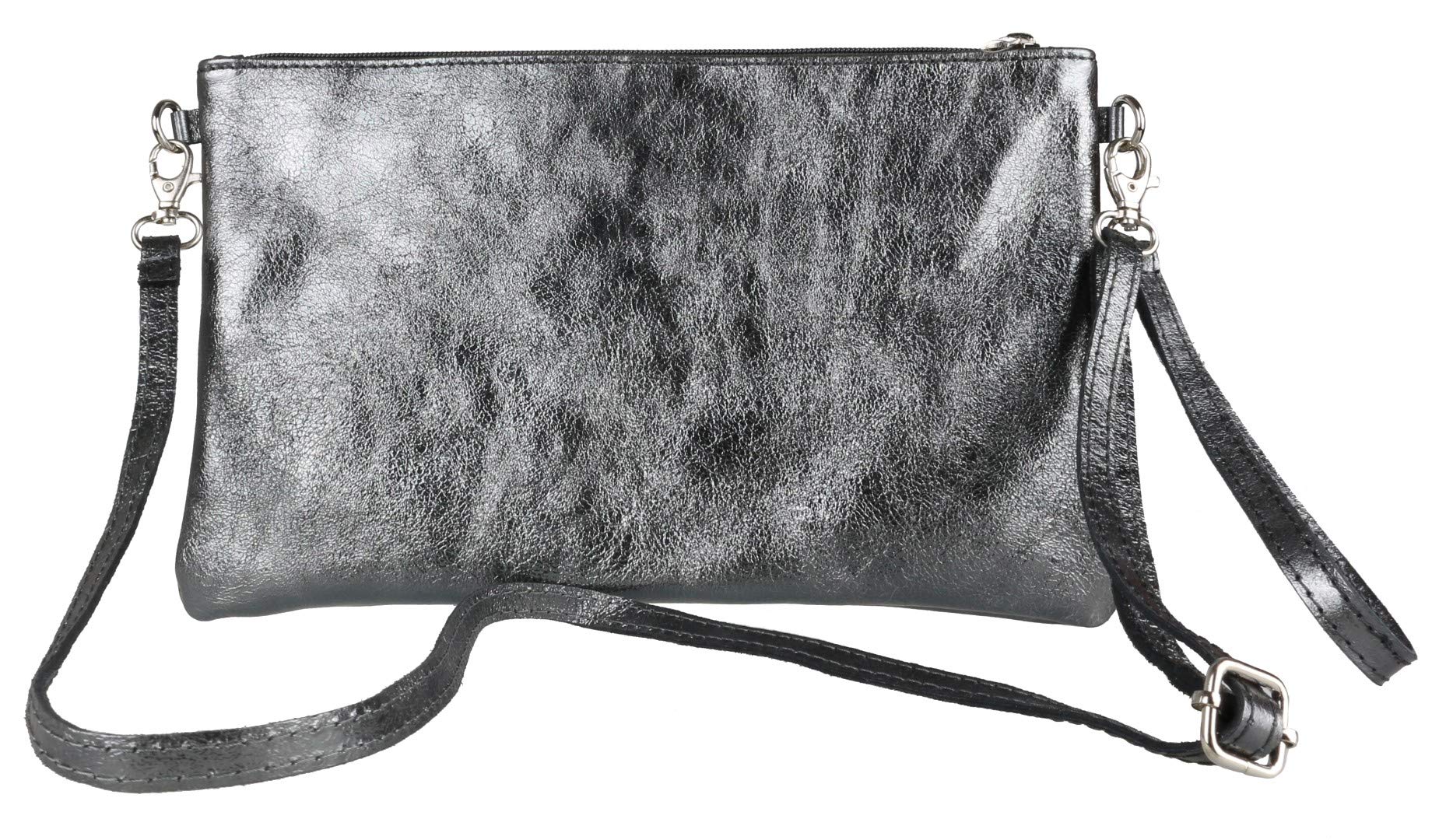 Stylish Women's Italian Snake Skin Metallic Leather Clutch Bag - Elegant Evening Purse for Parties, Weddings & Special Occasions