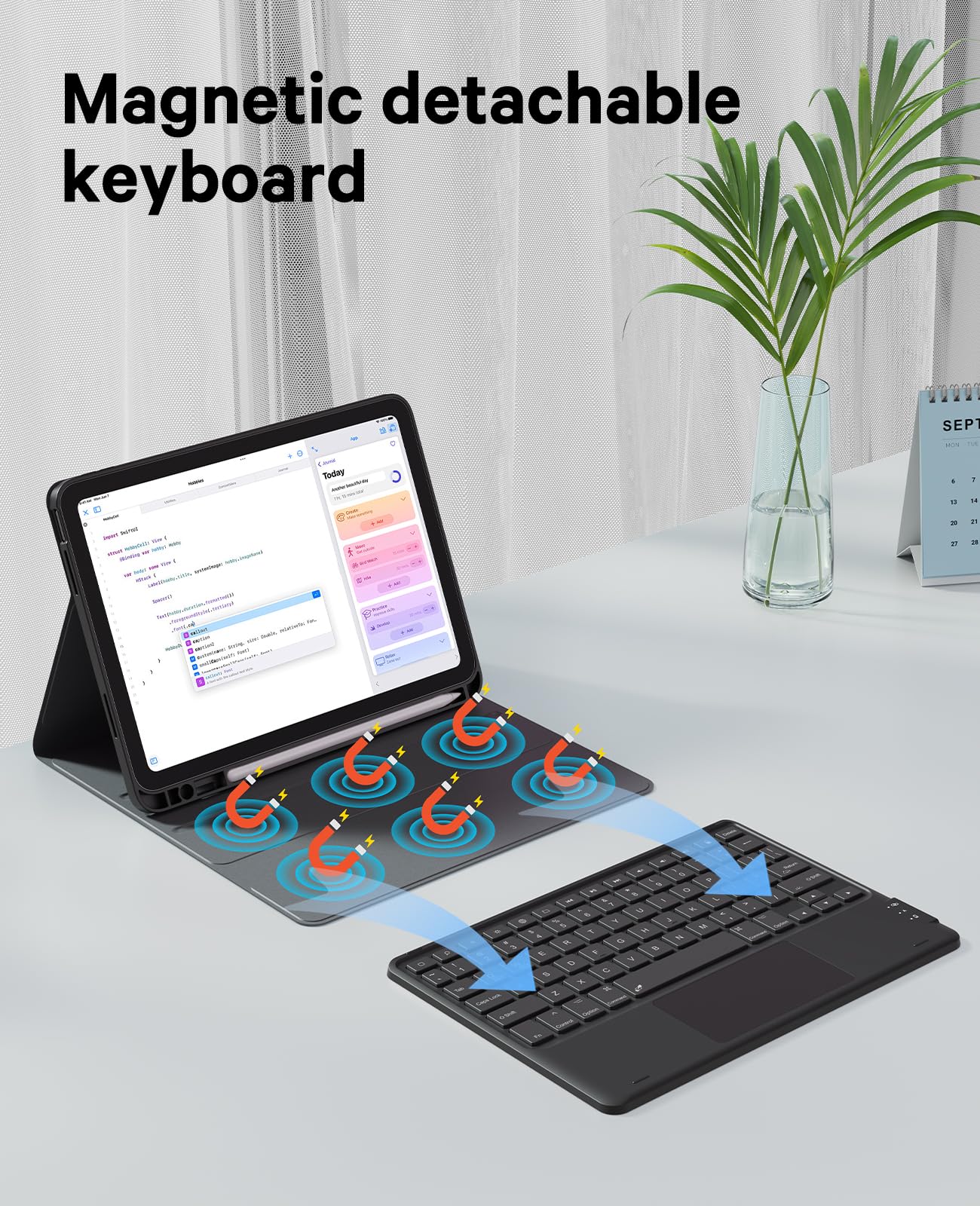 CHESONA iPad 10th Generation Keyboard Case with 7-Color Backlit, Multi-Touch Trackpad, Flip Stand & Apple Pencil Holder - Compatible with iPad 10th/11th Gen (2022/2025 Model A16) - Perfect for Work, Study & Travel - Black