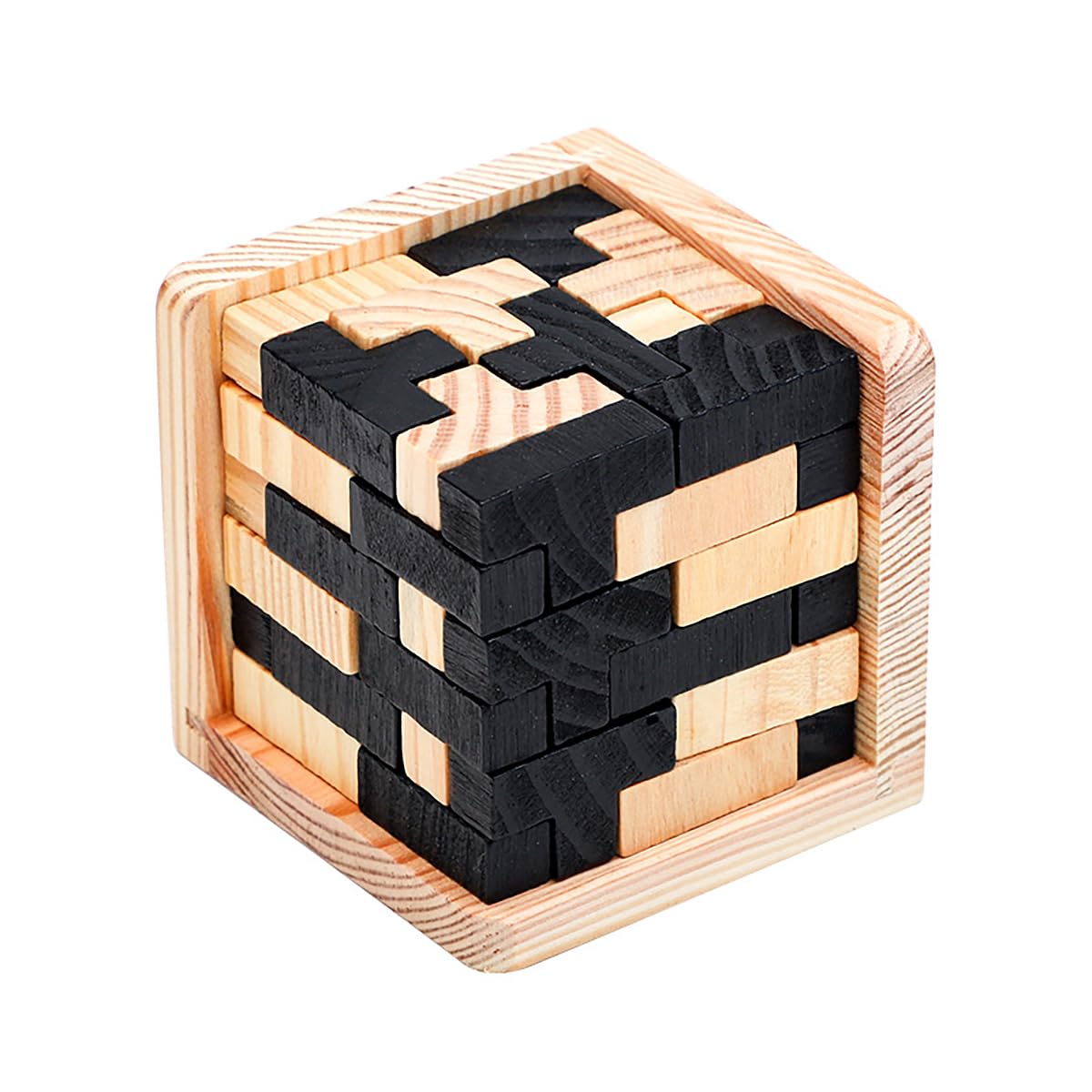3D Wooden Russian Blocks Brain Teaser Puzzle - 54 Piece T-Shape Intelligence Toy for Adults & Kids | Educational Desk Game for Stress Relief & Family Fun