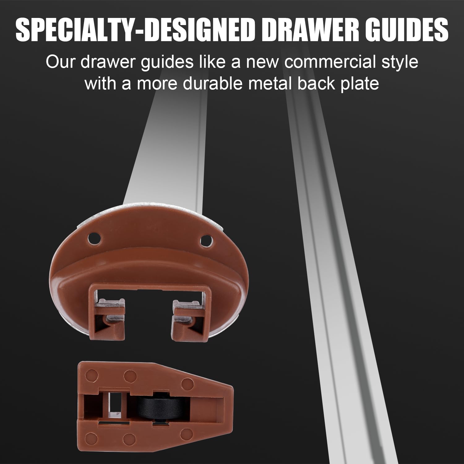 6 Sets Kenlin Rite-Trak II Enhanced Commercial Drawer Slides Replacement Kit - Heavy Duty Metal Backing & Roller Guide for Dresser, Cabinet, and Furniture Repair | Perfect for Home, Office, and Commercial Use