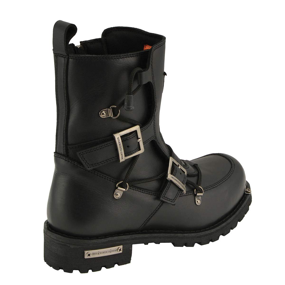 Milwaukee Leather Men's Black Smooth Plain Motorcycle Leather Boots - Size 9 | Durable Riding Boots for Harley, Cruiser & Adventure Bikes | Perfect for Long Rides & Motorcycle Events