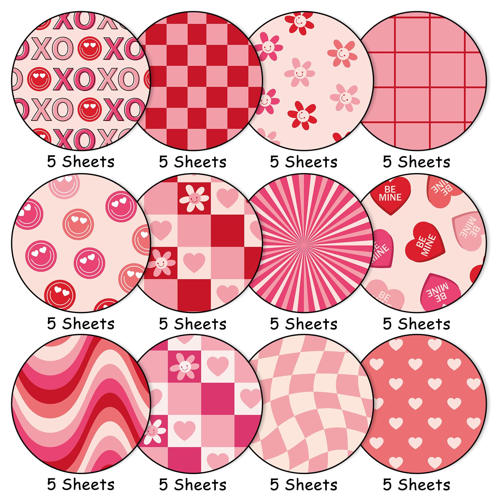 Whaline 60 Sheets Valentine Scrapbook Paper - Groovy Pink & Red Heart Pattern Retro Craft Paper for DIY Cards, Photo Albums, Journals (5.5 x 8.3 Inch) | Perfect for Valentine's Day Crafts, Scrapbooking, and Decorative Projects