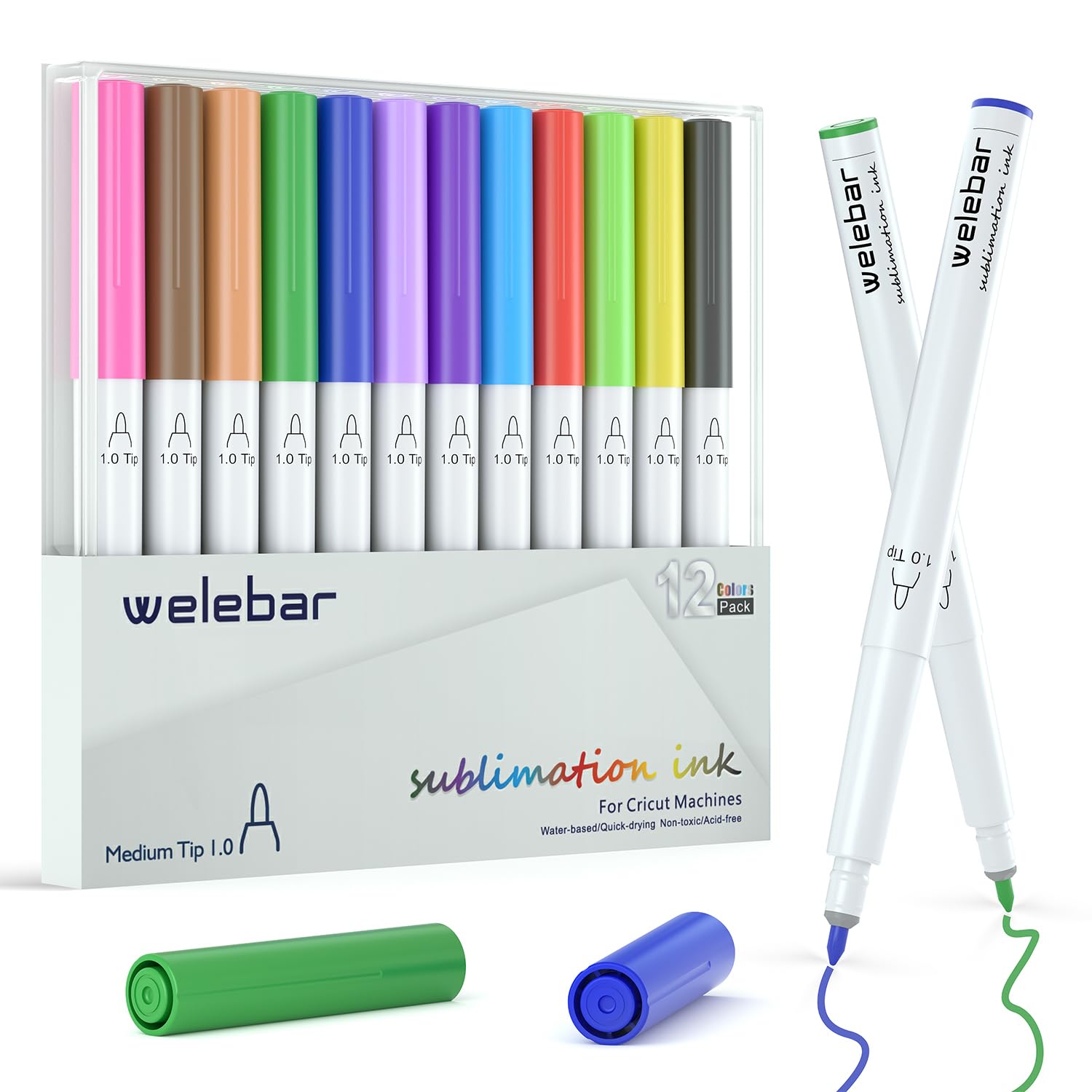 Premium Sublimation Ink Markers for Cricut Maker 3/Maker/Explore 3/Air 2/Air - 1.0mm Medium Point Heat Transfer Pens for DIY T-Shirts, Mugs, Tumblers & Easy Press Projects - Perfect for Custom Crafts & Personalized Gifts