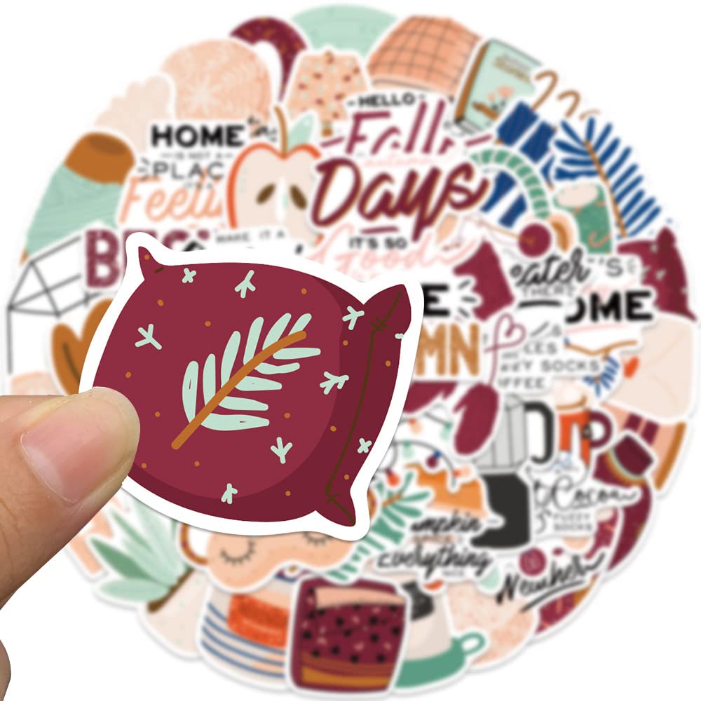 50 Pack Autumn & Midsummer Vinyl Stickers - Trendy Fall Decals for Water Bottles, Bikes, Cars, Laptops, Luggage, Skateboards & Scrapbooking - Waterproof Aesthetic Stickers for Teens, Kids & Girls - Perfect for School Supplies, DIY Crafts & Personalizing Belongings