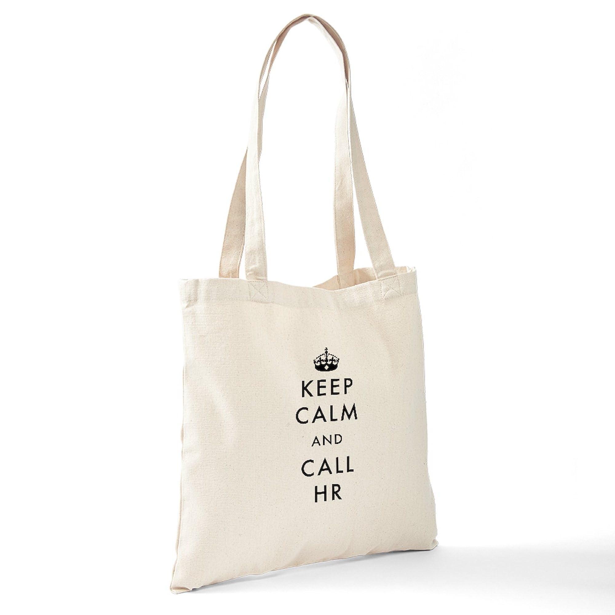 Keep Calm And Call HR Tote Bag - Natural Canvas Reusable Shopping Bag for Work, Office & Groceries | Eco-Friendly Cotton Tote with HR Humor