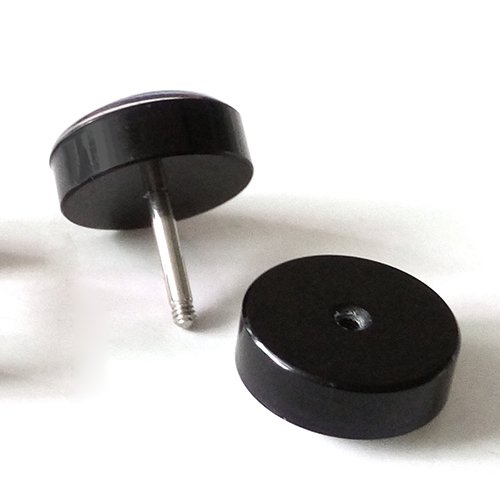 2pcs 10MM Black Screw Stud Spider Web Earrings for Men - Fake Ear Plugs & Gauges - Perfect for Punk, Gothic & Alternative Fashion Styles