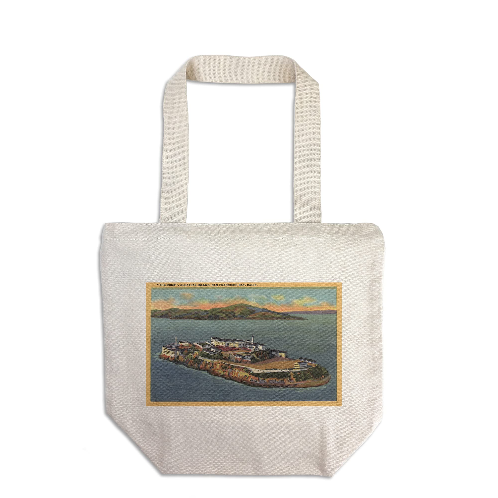 Lantern Press The Rock - Alcatraz Island View Tote Bag | 100% Cotton Canvas Reusable Shopping Bag | Perfect for Groceries, Beach Trips & Eco-Friendly Lifestyle