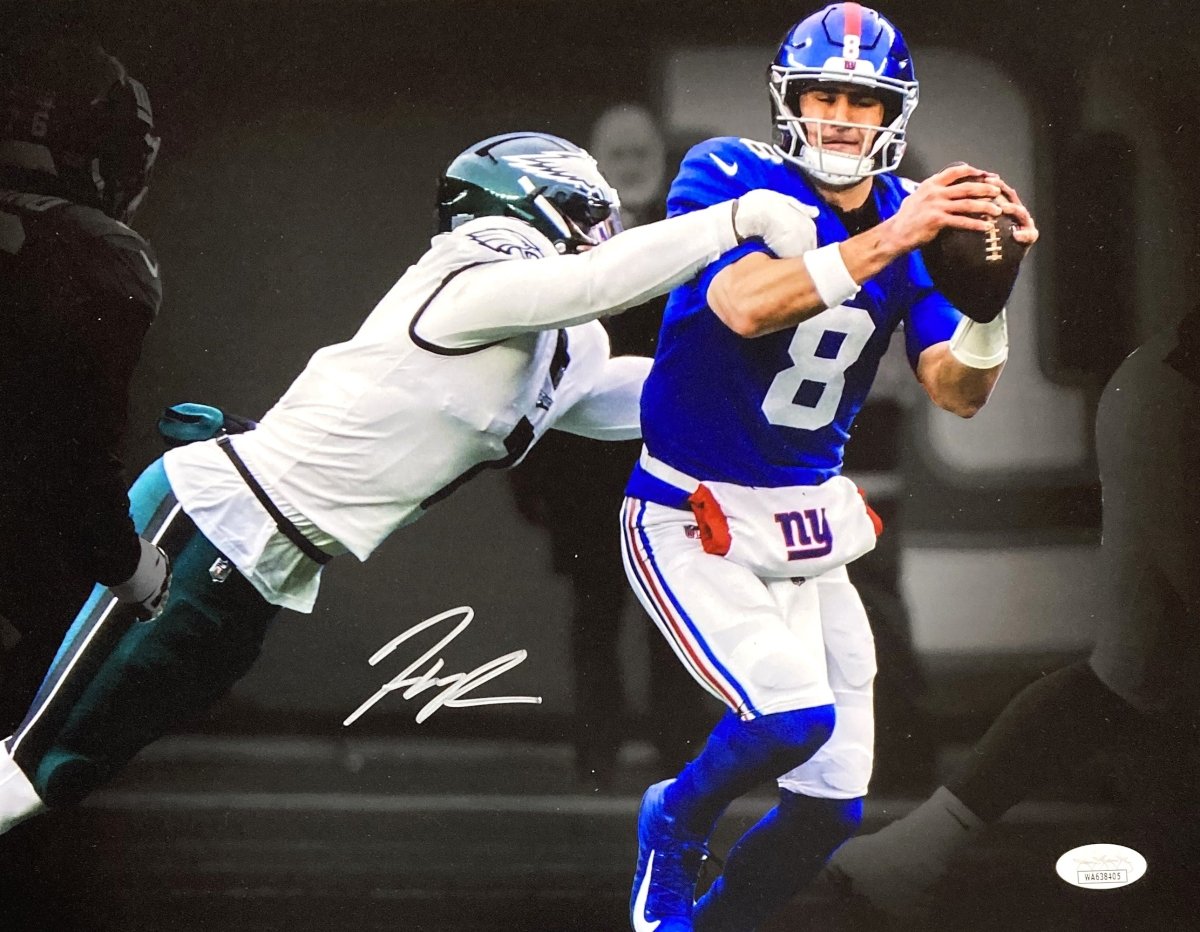 Haason Reddick Autographed 11x14 Philadelphia Eagles Football Photo - JSA Certified - Game-Winning Sack vs NY Giants - Perfect for Eagles Fans & Sports Memorabilia Collectors - Man Cave, Sports Bar, or Home Office Decor