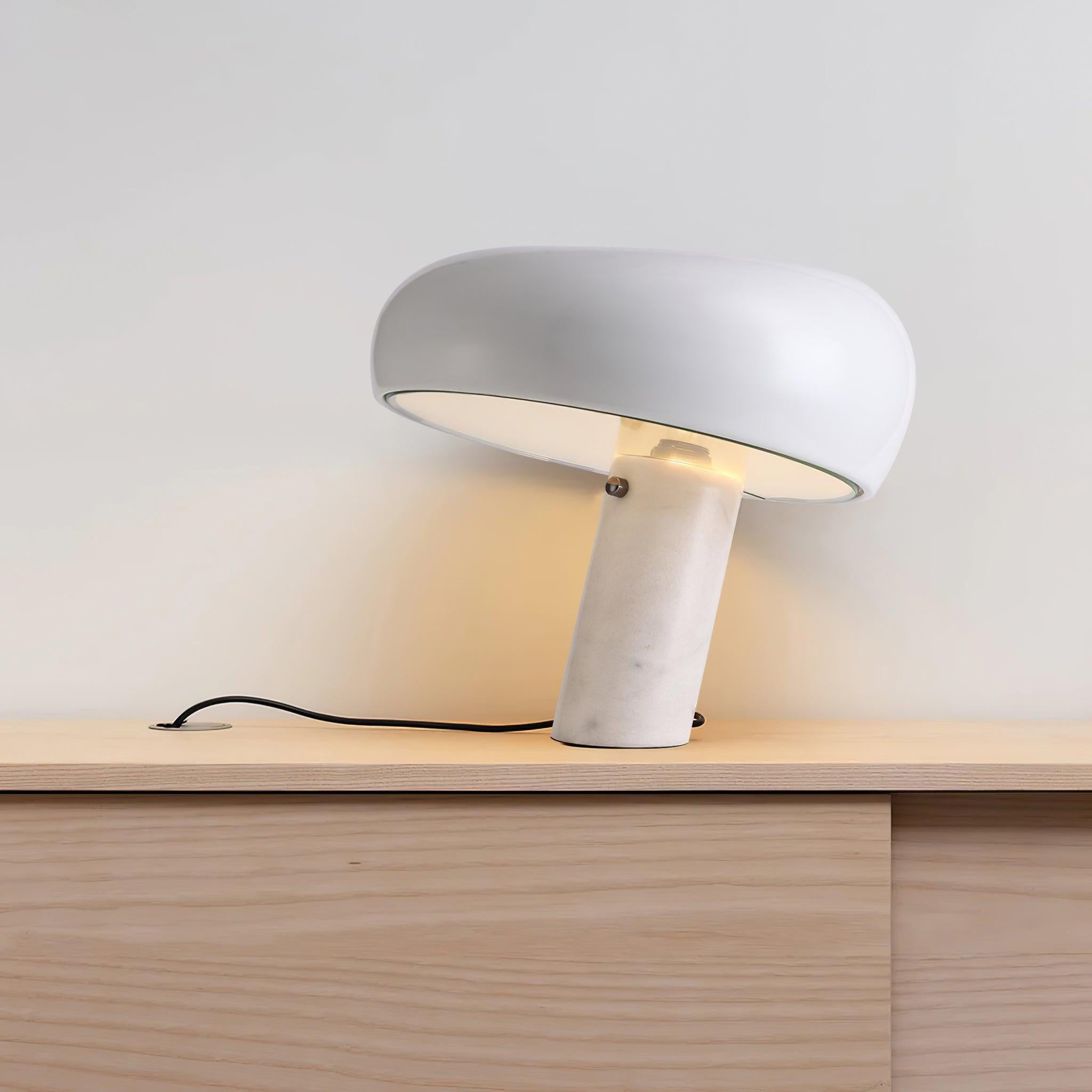 Modern Nucleus Marble Table Lamp - Elegant Home & Office Decor for Bedroom, Living Room, Study - Dimmable LED Light with USB Port