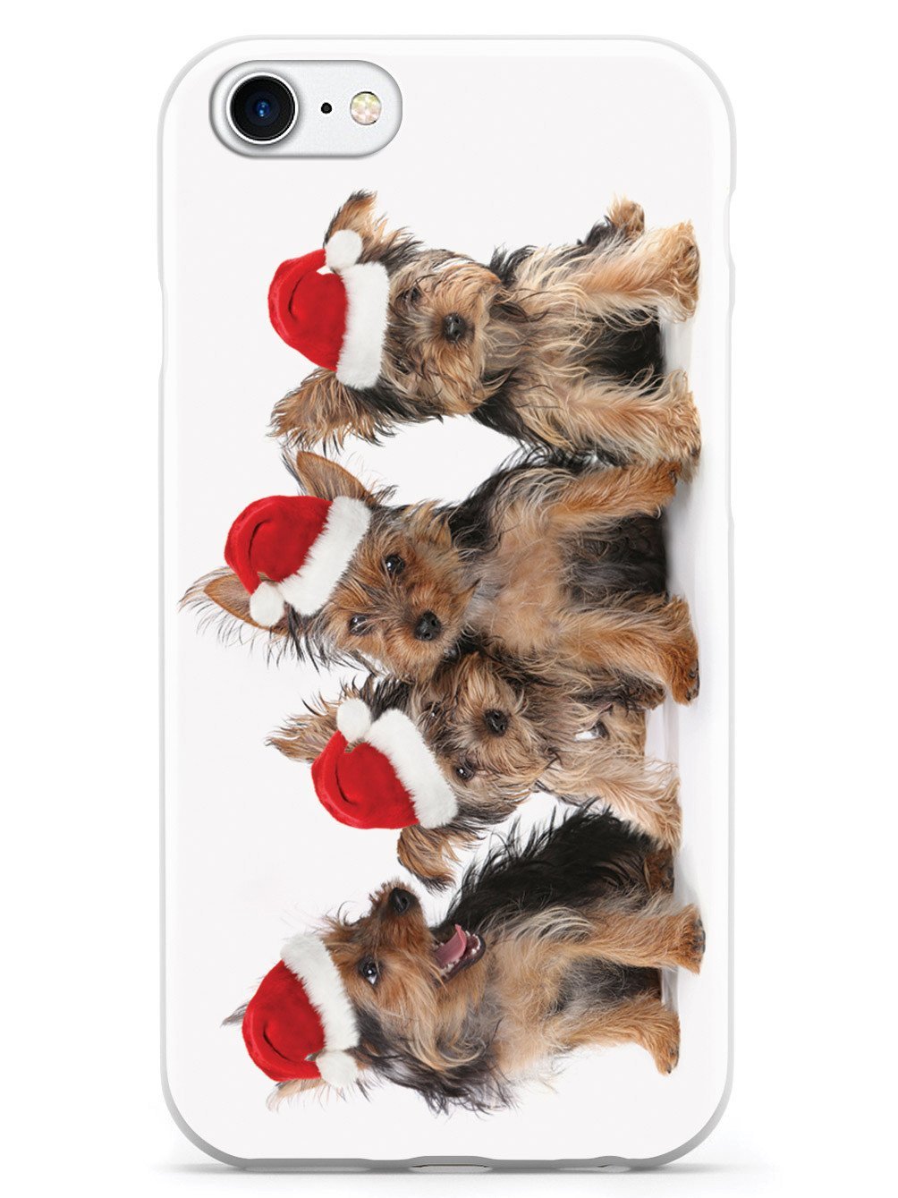 Inspired Cases - iPhone 8 Case with 3D Textured Protection | Cute Christmas Yorkies Design | Perfect Gift for Holidays & Everyday Use