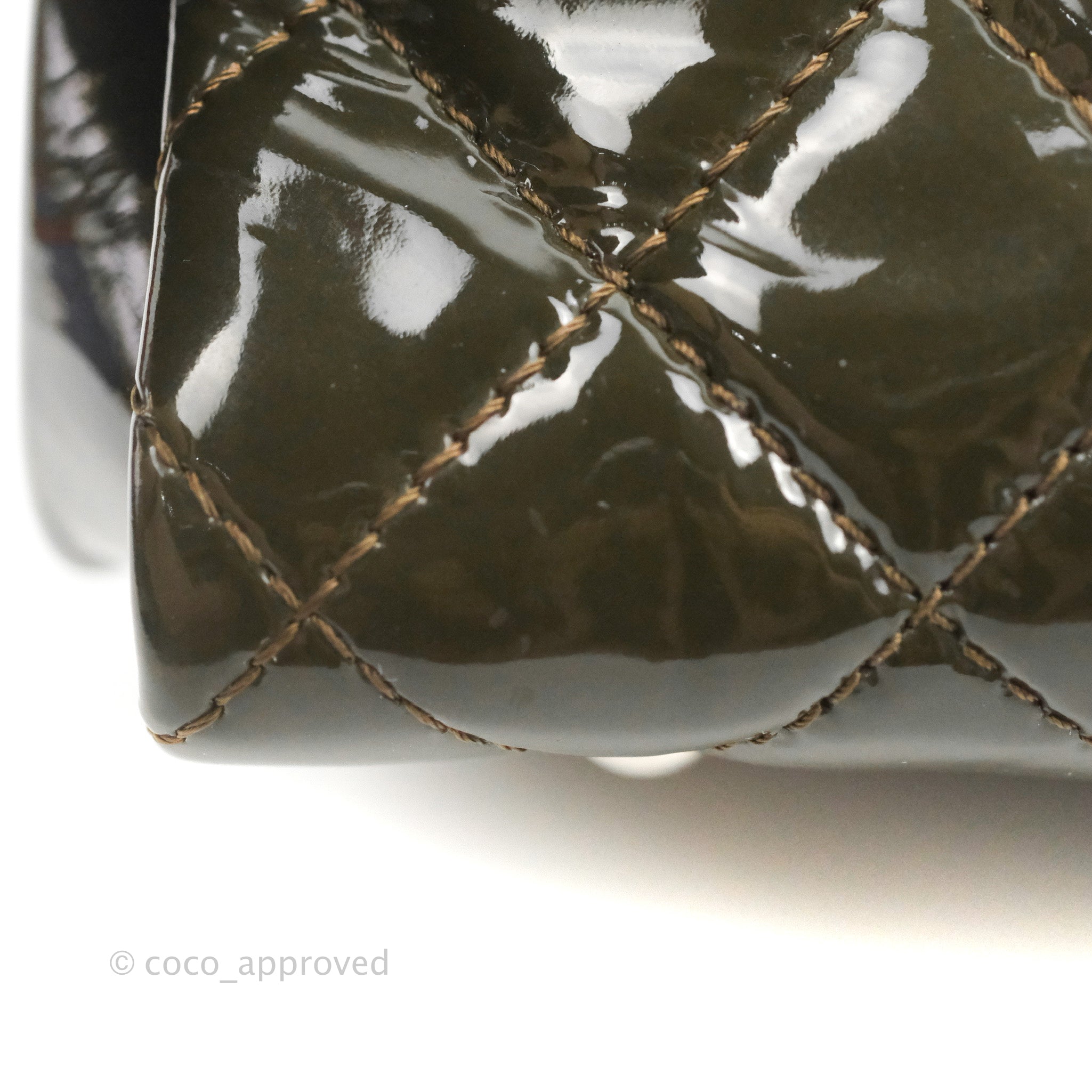 Chanel CC Quilted Tote Bag in Dark Green Patent Leather with Silver Hardware - Perfect for Work, Travel, and Everyday Luxury