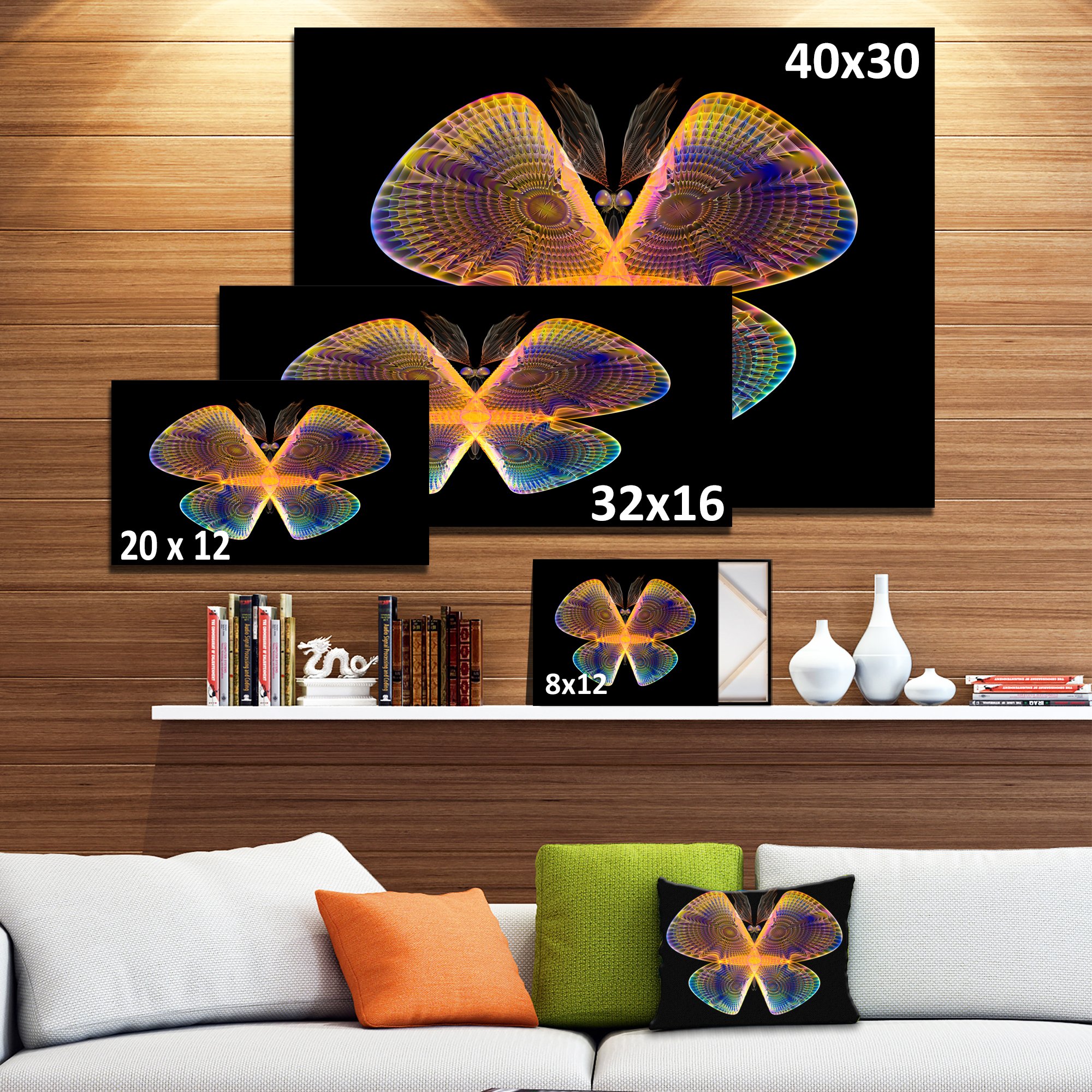 Blue and Yellow Fractal Butterfly Abstract Canvas Art Print - Stunning Wall Decor for Living Room, Bedroom & Office