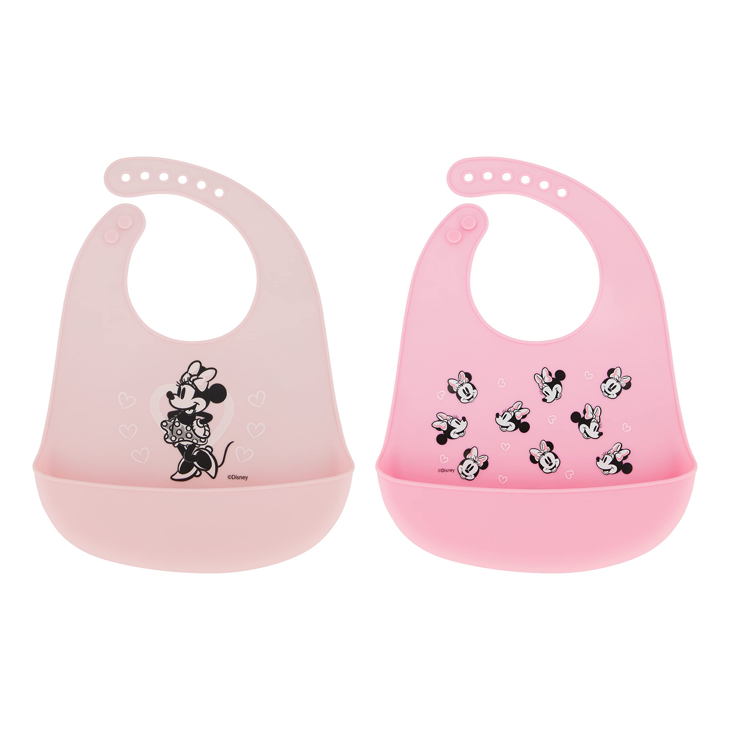 Disney 2-Pack Unisex Baby & Toddler Silicone Bibs with Food Catcher - Soft Waterproof Feeding Bib for Mess-Free Mealtime - Perfect for Infants, Toddlers & Kids at Home or Restaurant