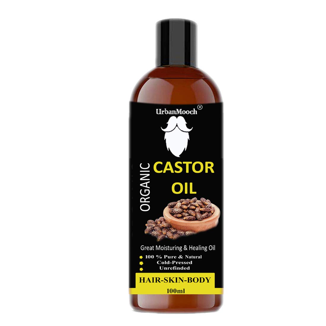 Pure & Natural Castor Oil for Hair Growth, Skin Care & Nail Health - 100ml Cold-Pressed Organic Jamaican Black Castor Oil - Perfect for Hair Masks, Eyelash Growth & Dry Skin Treatment