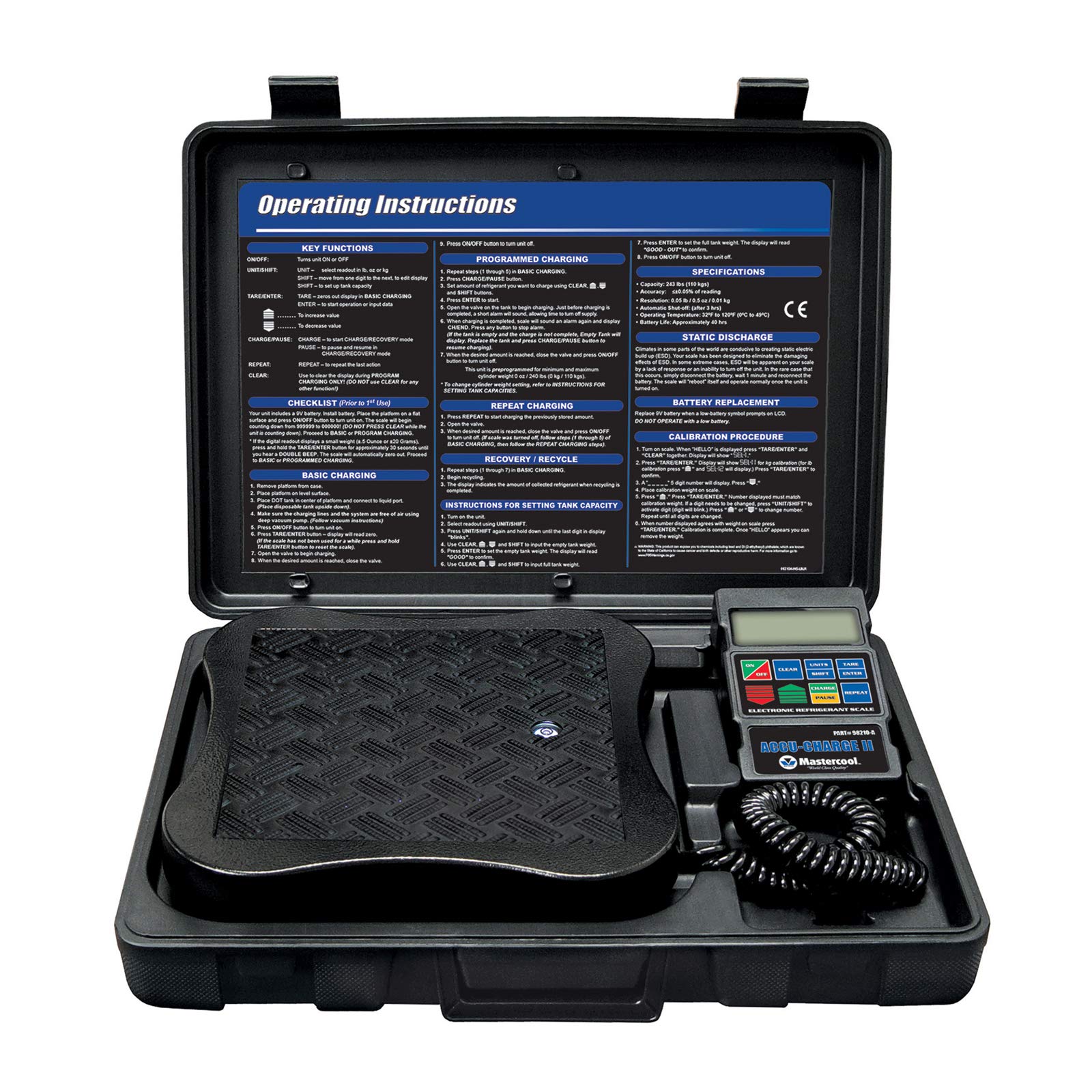 Mastercool 98210-A Digital Refrigerant Scale - Precision Electronic Weight Measurement for HVAC & AC Refrigerant Charging (Black) - Perfect for HVAC Technicians & DIY AC Maintenance
