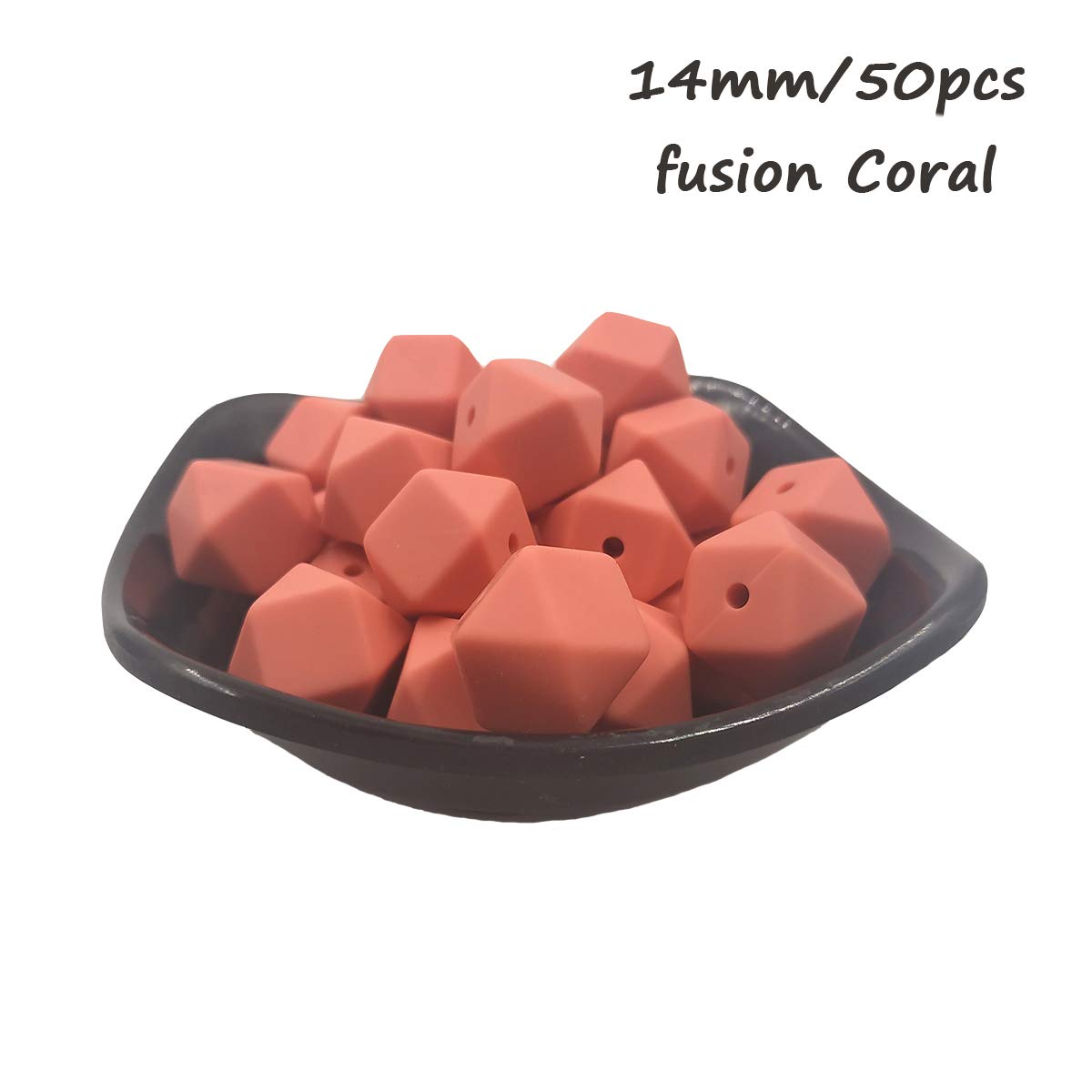 14mm Hexagonal Silicone Beads - 50pcs for DIY Jewelry & Keychains