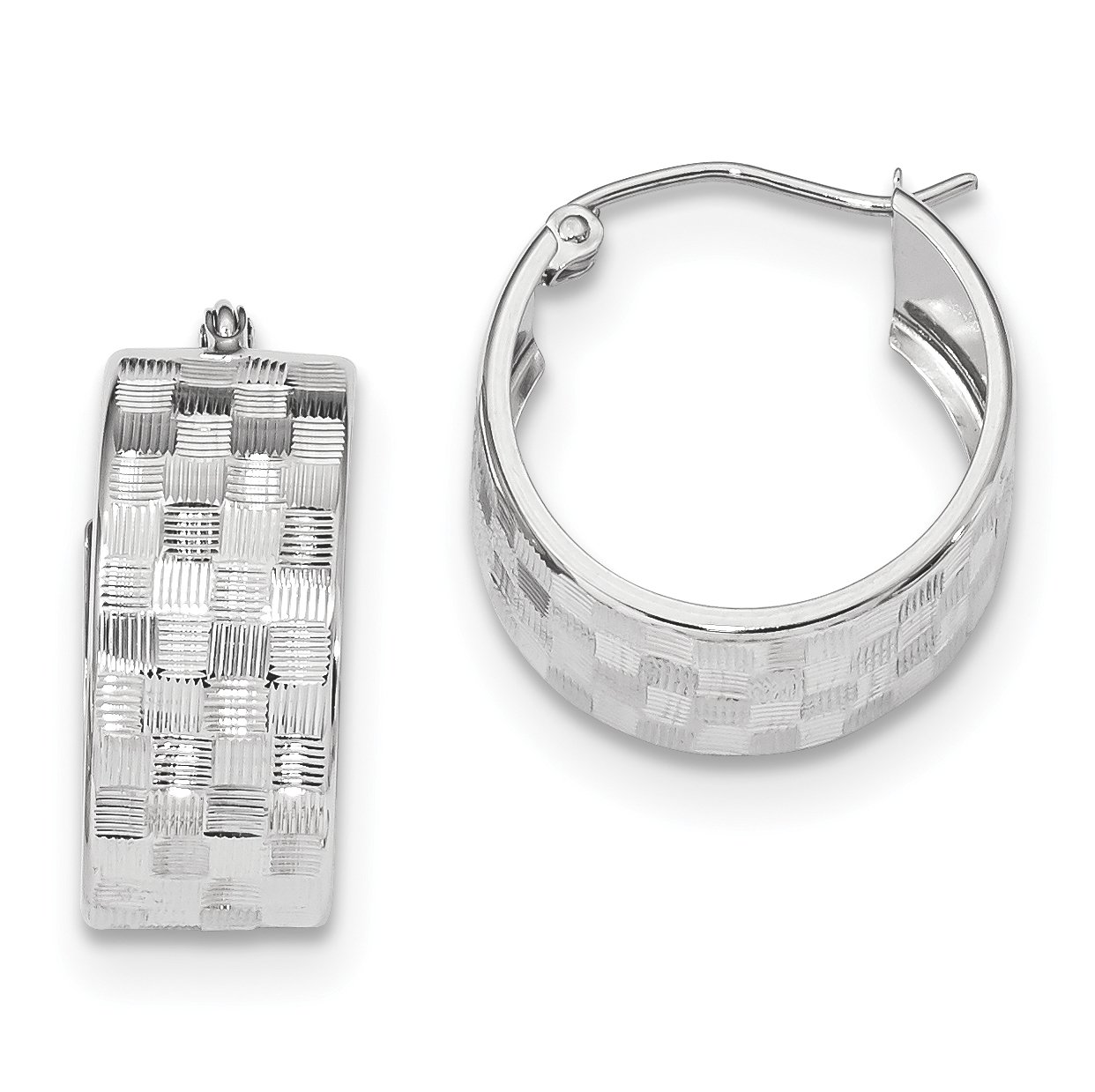 8.5mm Polished Diamond-Cut Basket Weave Hoop Earrings in Real 14K Gold - Elegant Everyday Jewelry for Women, Perfect for Work, Parties & Special Occasions