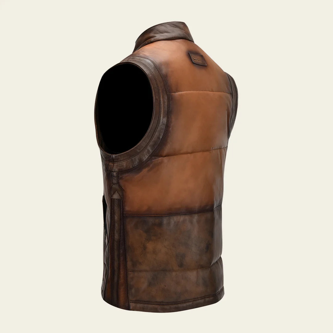 H353COC Men's Casual Leather Vest in Honey Brown - Stylish & Comfortable for Outdoor Adventures, Motorcycle Riding & Everyday Wear
