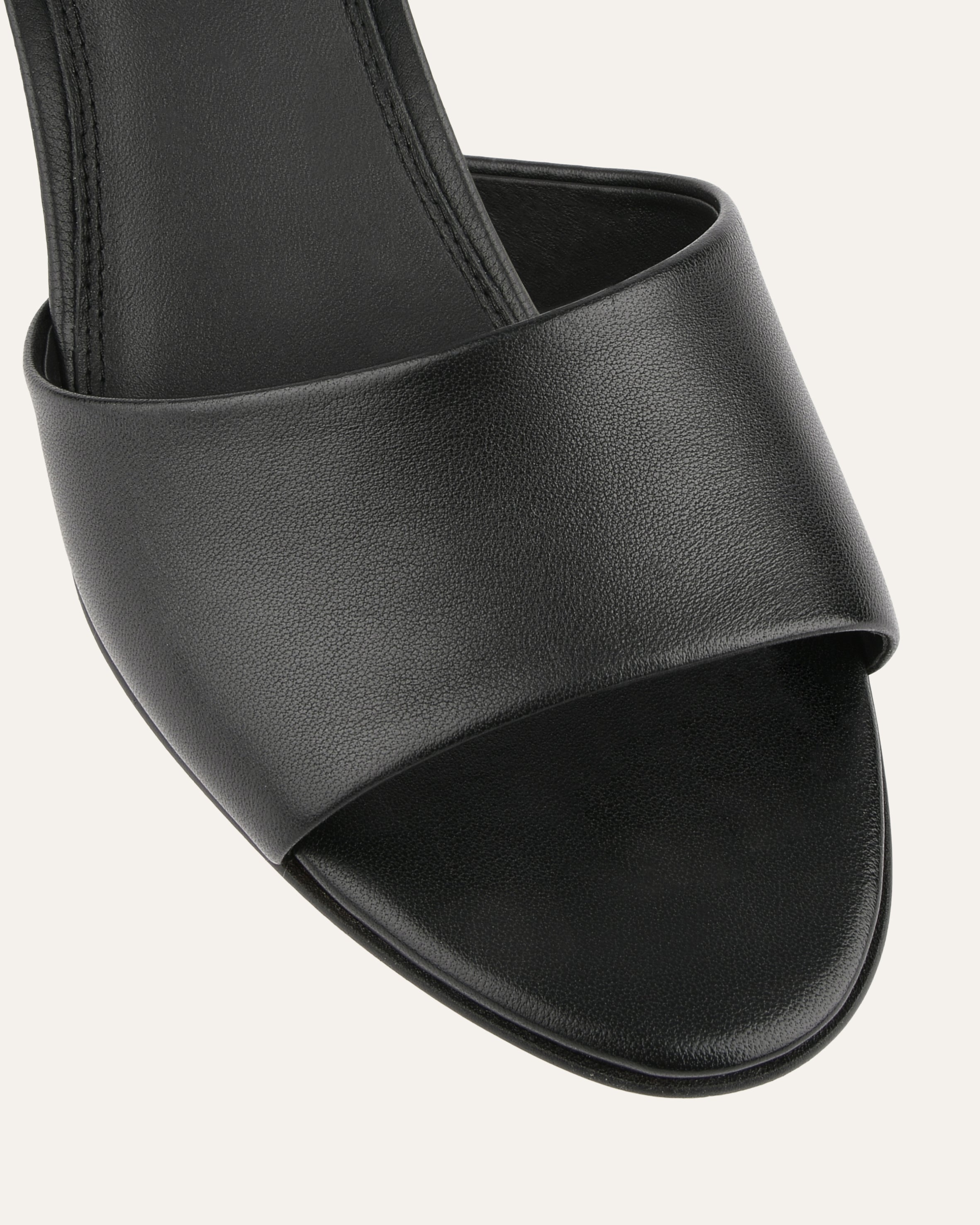 TANYA Women's Black Leather Mid Heel Sandals - Comfortable Dressy Summer Shoes for Weddings, Parties & Office Wear