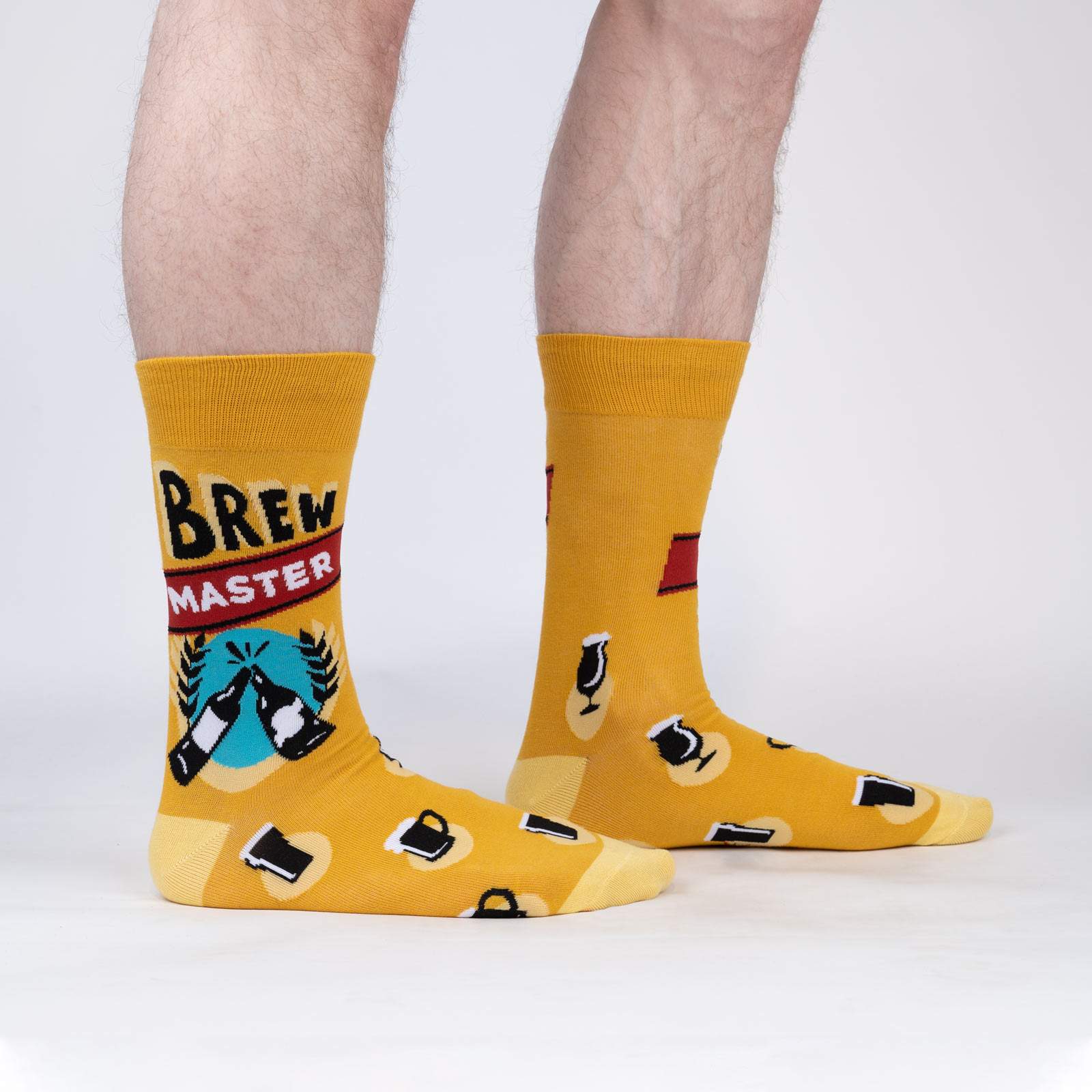 Brew Master Men's Crew Socks - Funny Beer Themed Socks for Men - Comfortable Cotton Socks for Casual Wear, Gifts & Beer Lovers