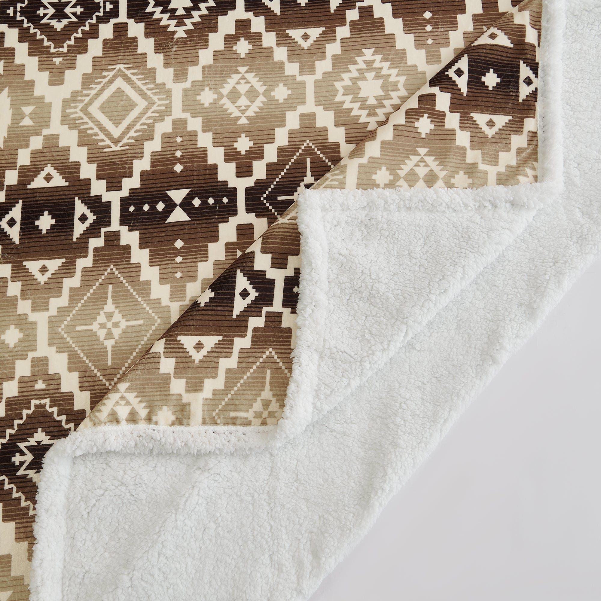 Cozy Aztec Pattern Sherpa Campfire Throw Blanket - Warm & Soft Flannel Fleece for Camping, Travel, and Home Decor
