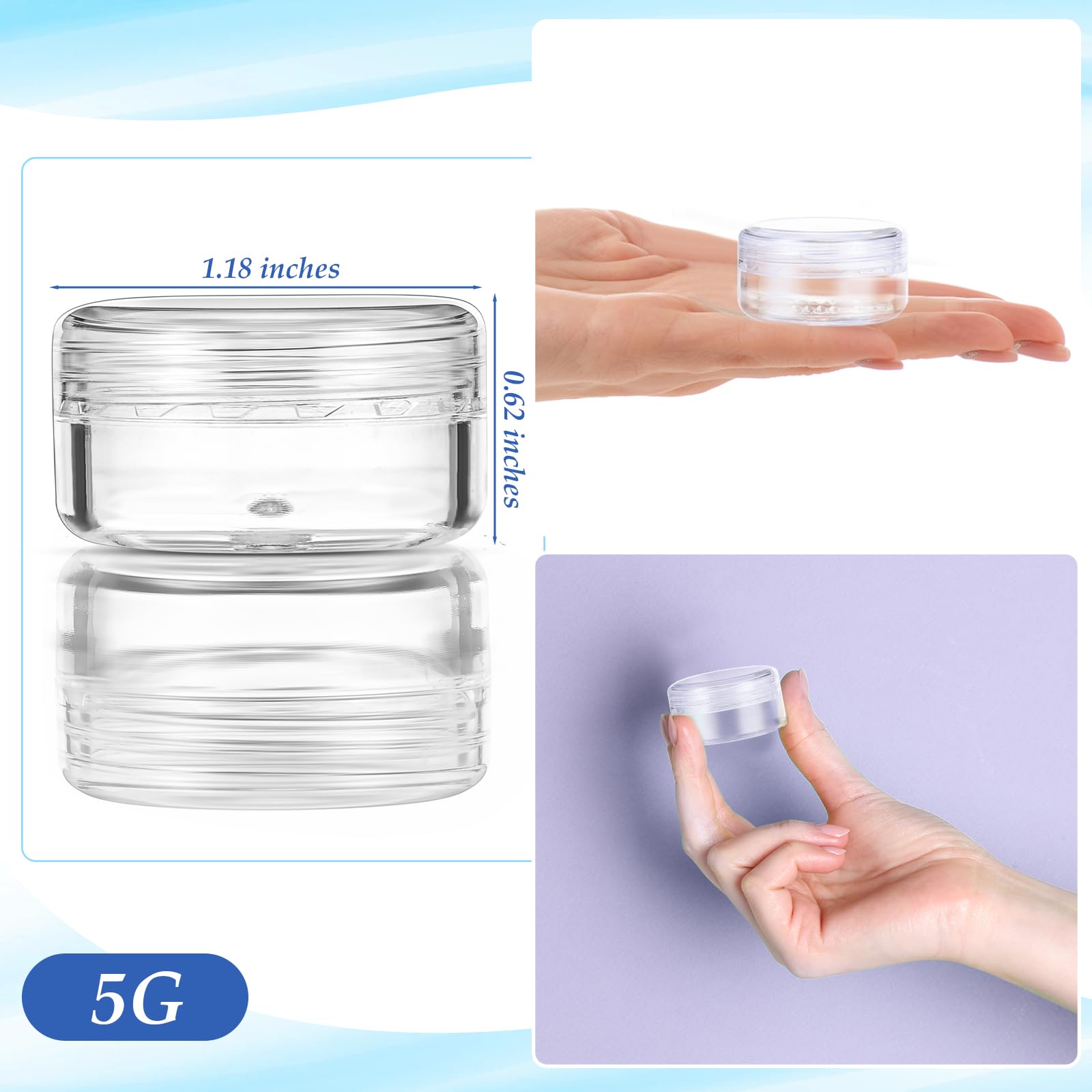 99-Pack 5g Small Clear Plastic Cosmetic Containers with Lids - Travel-Sized Round Jars for Creams, Makeup, Ointments & Lip Scrubs | Perfect for Sample Storage, Skincare Organization & DIY Beauty Products