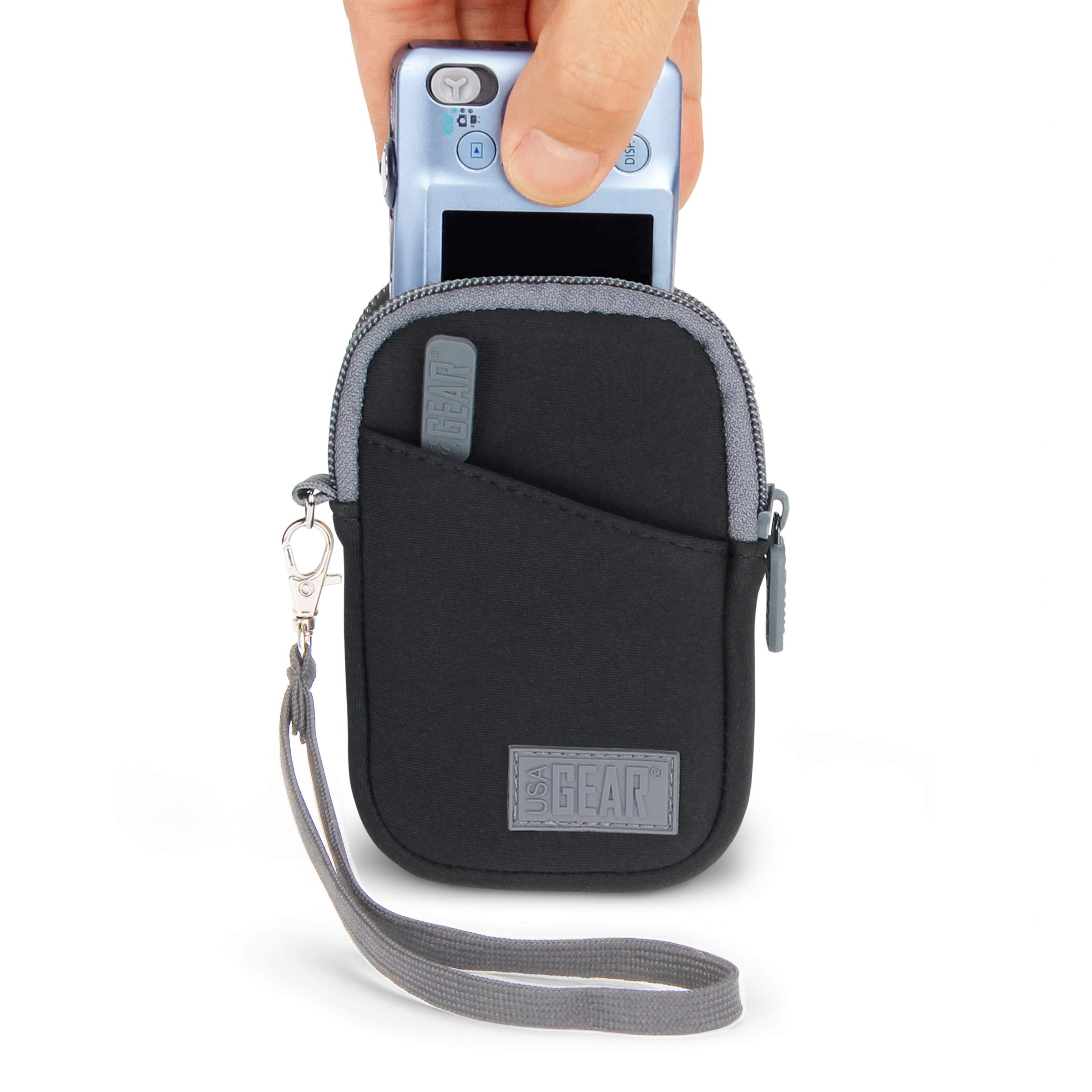 USA GEAR Small Camera Case for Compact Digital Cameras - Waterproof Protective Pouch for Canon PowerShot, Nikon Coolpix, Sony Cybershot (Fits 4.5