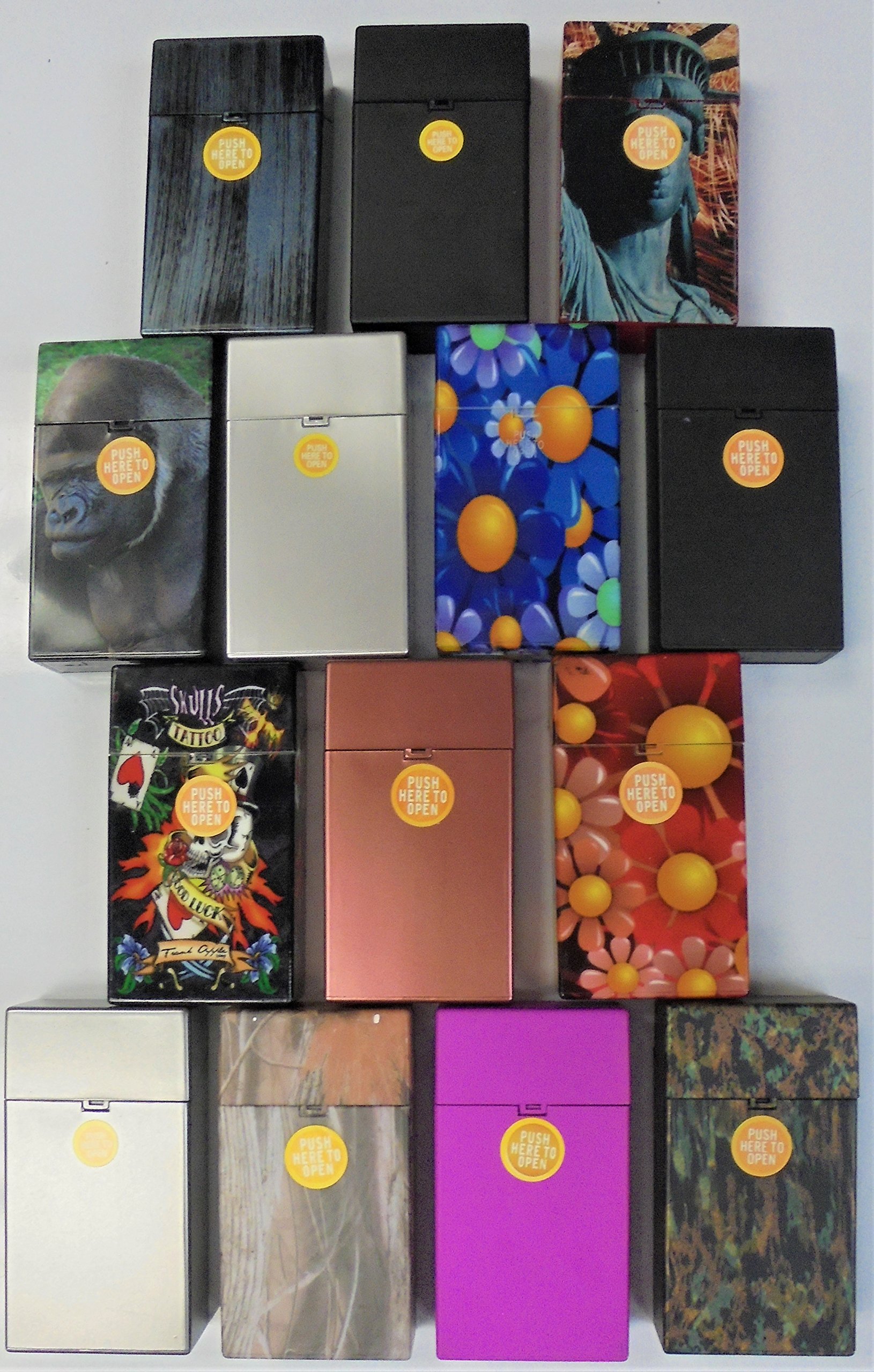 8 Eclipse Push-to-Open Cigarette Cases - Fits 100's Size Packs for Travel & Storage