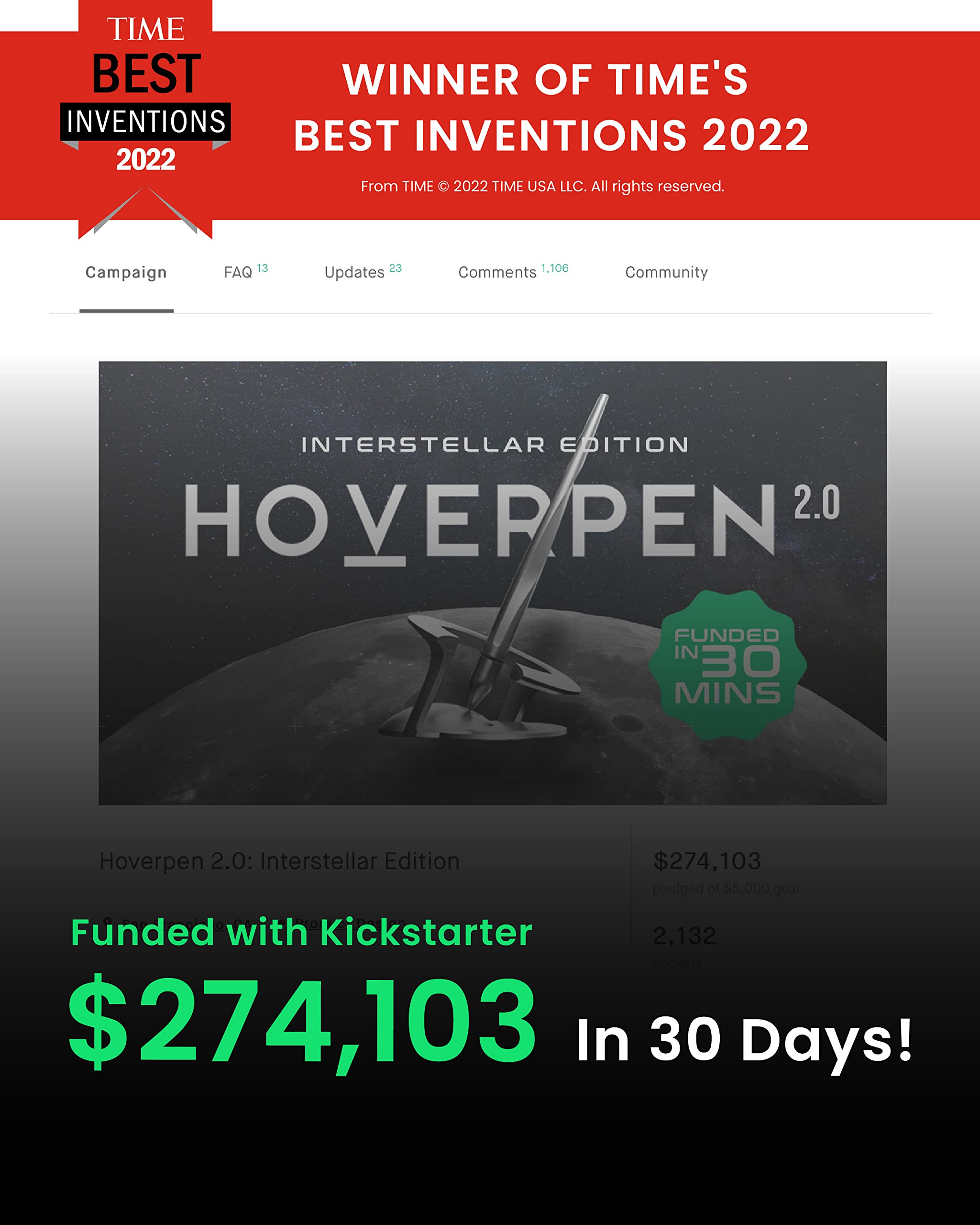 Novium Hoverpen Interstellar Edition - Premium Executive Pen with Aerospace Alloy Construction, Smooth Free-Spinning Mechanism, Unique Futuristic Design - Perfect Gift for Men & Women (Neptune Blue) - Ideal for Business Meetings, Corporate Gifts & Luxury Writing