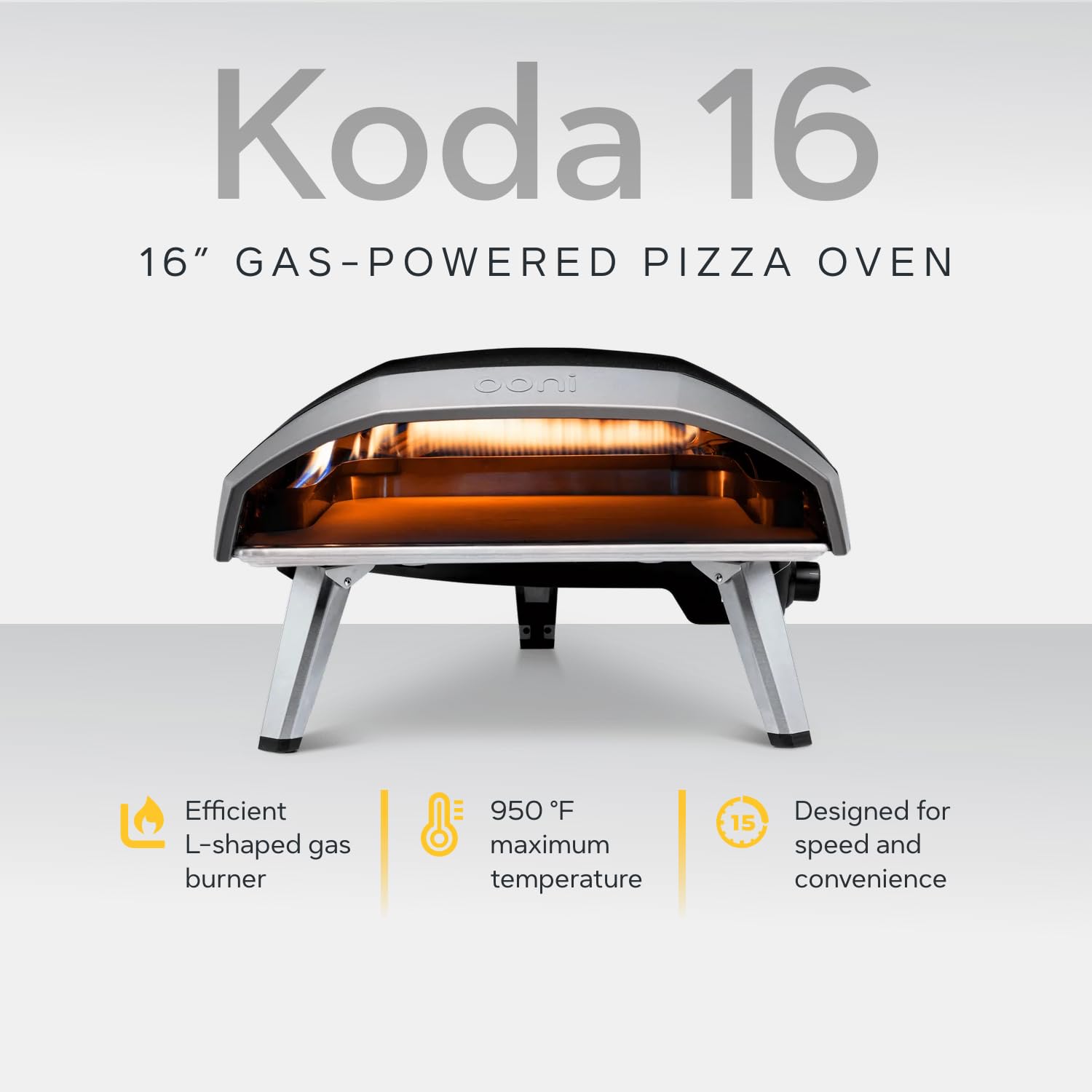 Ooni Koda 16 Gas Pizza Oven - Portable Outdoor Pizza Maker with 14