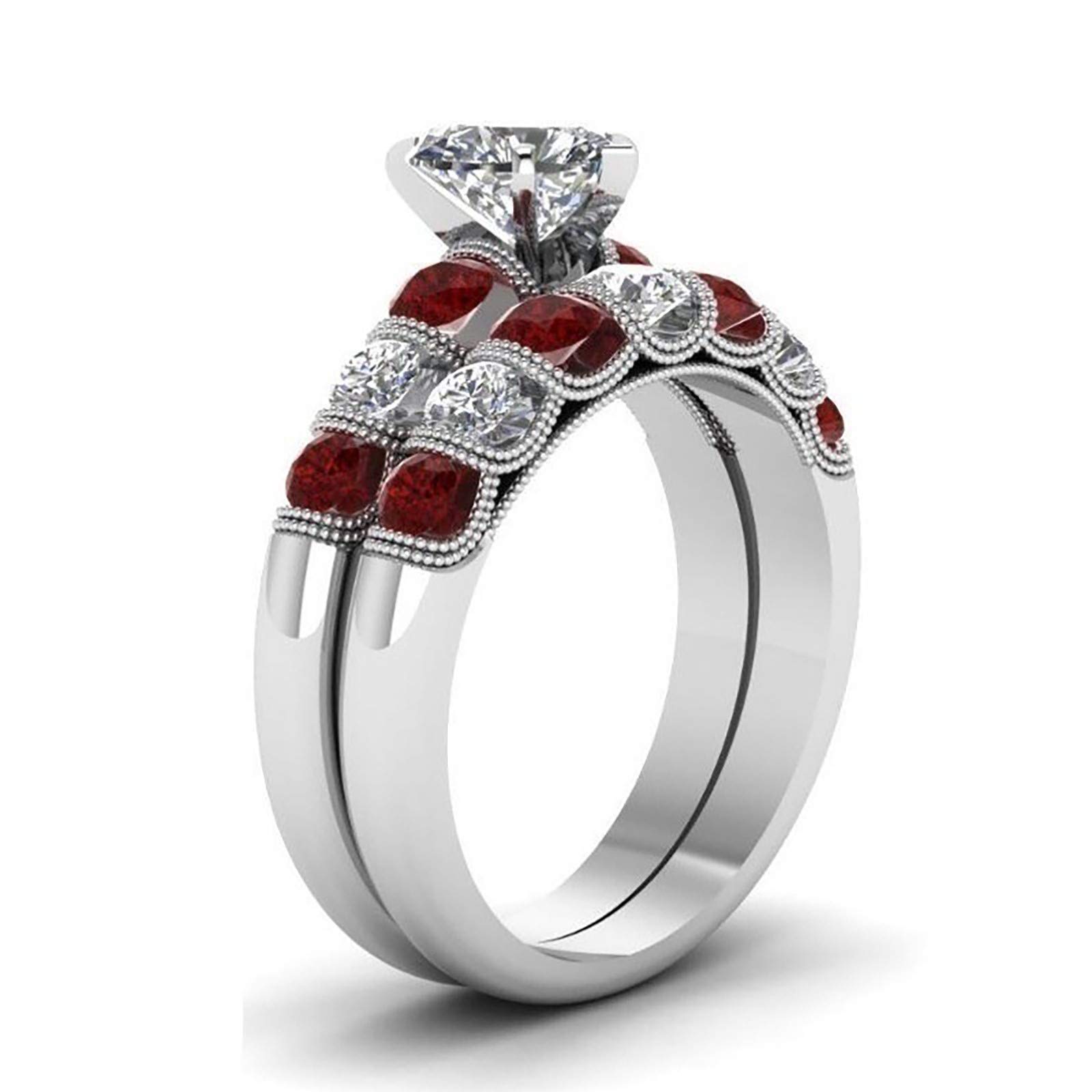 Valentine's Day Heart Shaped Engagement Ring - Alloy Wedding Band for Women, Romantic Simple Heart Jewelry (10-Piece Set, Colorful) - Perfect for Proposals, Anniversaries & Couple Gifts