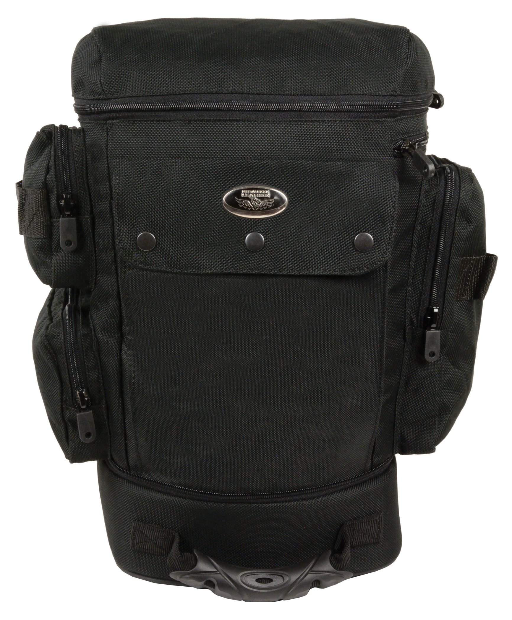 Milwaukee SH688-BLK-PCS Black 1200D Nylon Motorcycle Helmet Bag & Sissy Bar Bag - Waterproof Storage for Bikers, Cruisers & Road Trips
