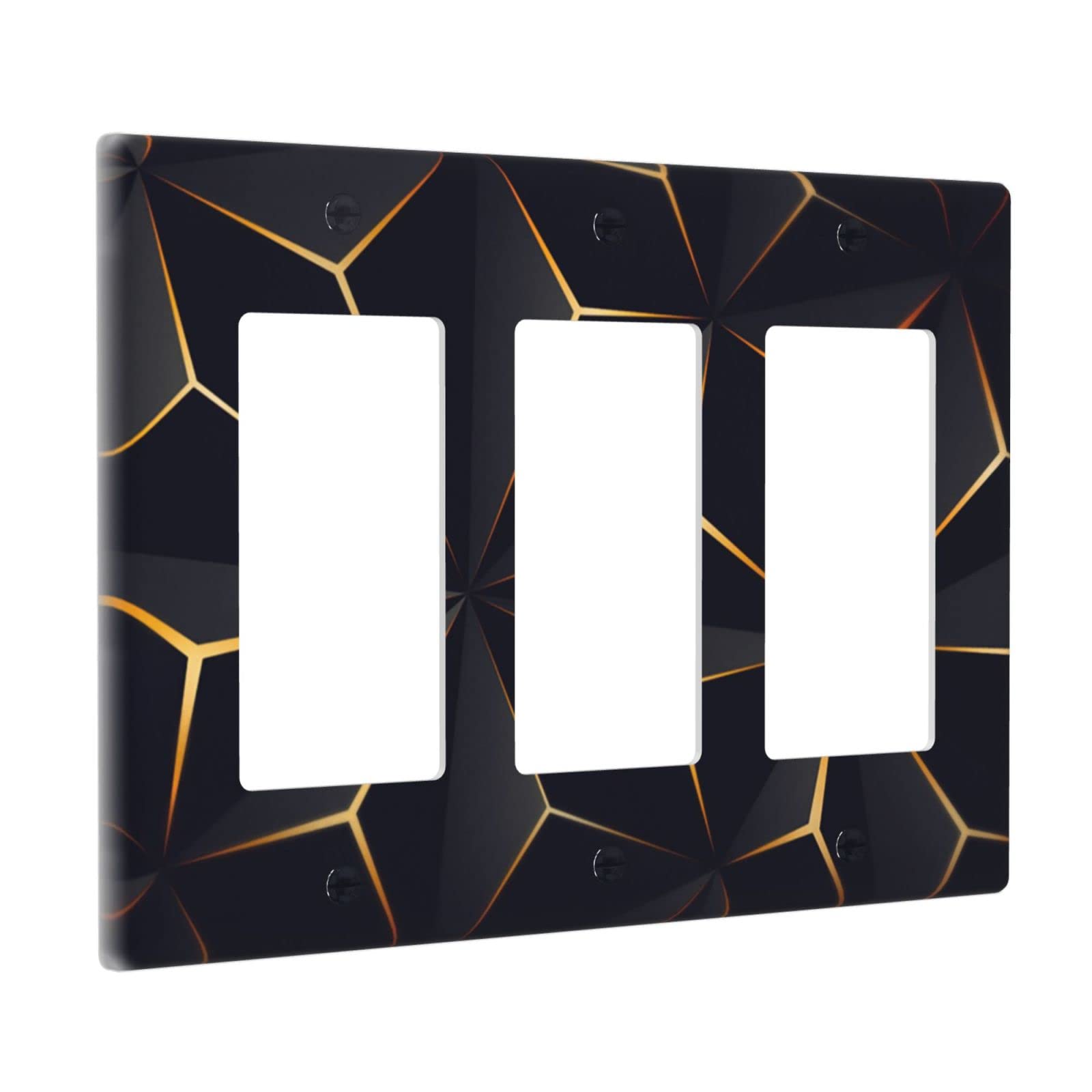 Modern Abstract Diamond Pattern Light Switch Cover - Triple Rocker Wall Plate, 3 Gang Switch Plate Cover for Bedroom, Bathroom & Farmhouse Decor - 4.65