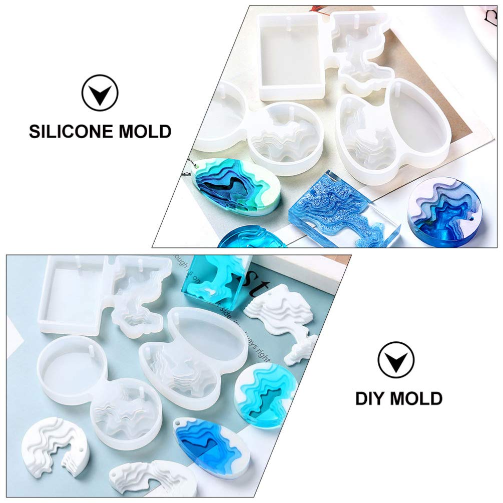 EXCEART 3-Piece Island Pendant Silicone Mold Set for Resin Jewelry Making - DIY Ocean Wave, Beach Theme Charms & Pendants - Perfect for Necklaces, Keychains & Craft Projects