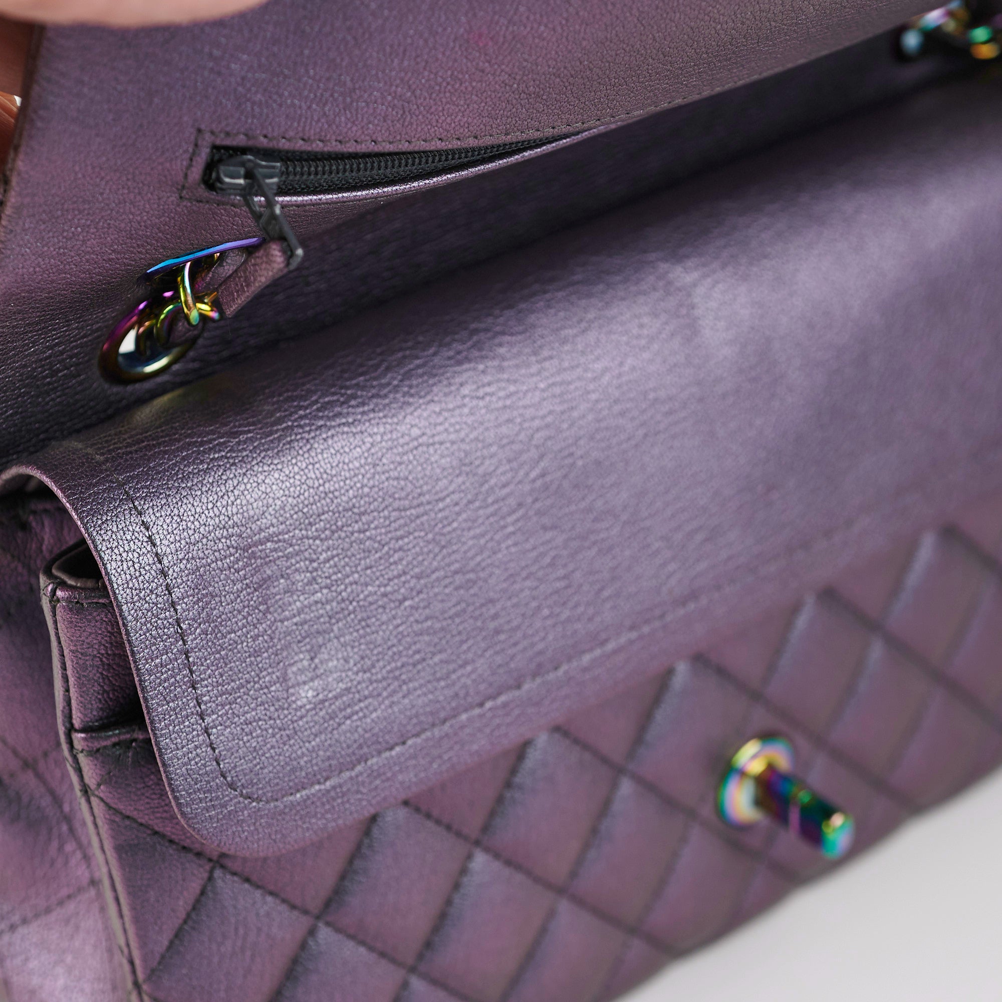 Chanel 16C Classic Flap Medium/Large Iridescent Mermaid Purple Bag - Luxury Designer Handbag for Women, Evening Parties & Special Occasions