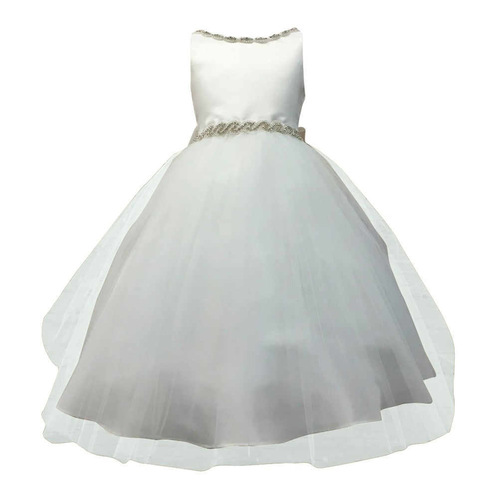 Elegant Ivory Rhinestone Bridesmaid Dress for Big Girls - Sizes 8-16 | Perfect for Weddings, Prom & Formal Events