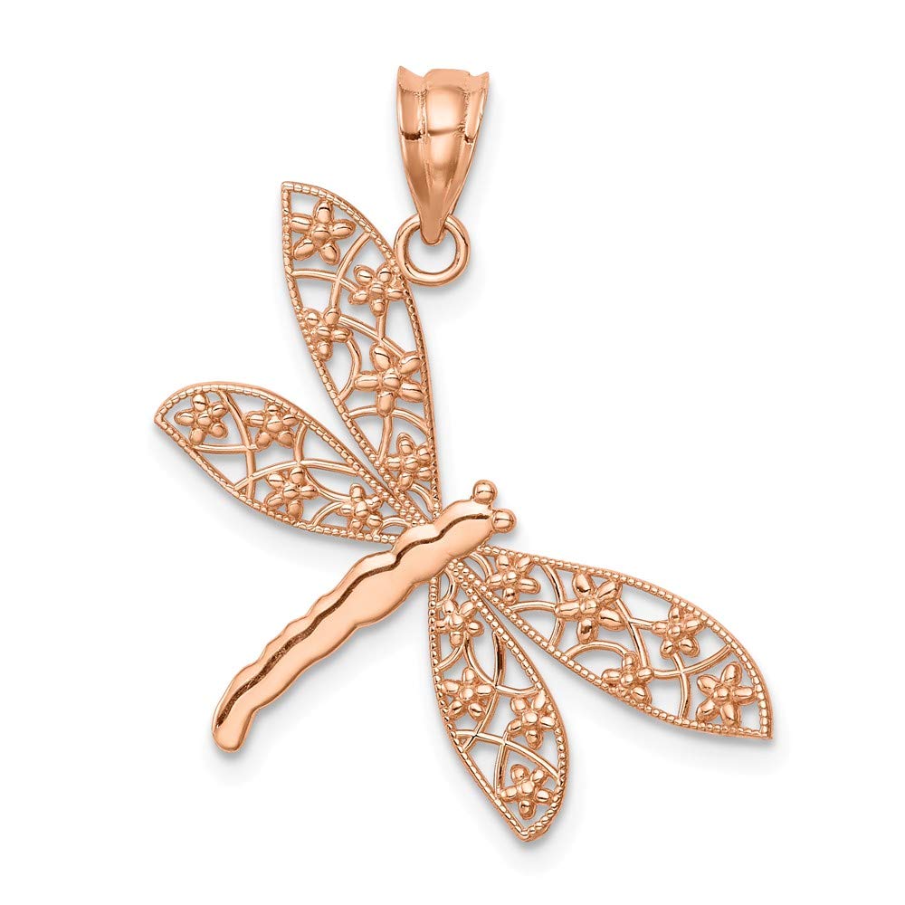 14K Rose Gold Polished Dragonfly Pendant Necklace - Elegant Jewelry Gift for Women - Perfect for Valentine's Day, Anniversary & Special Occasions