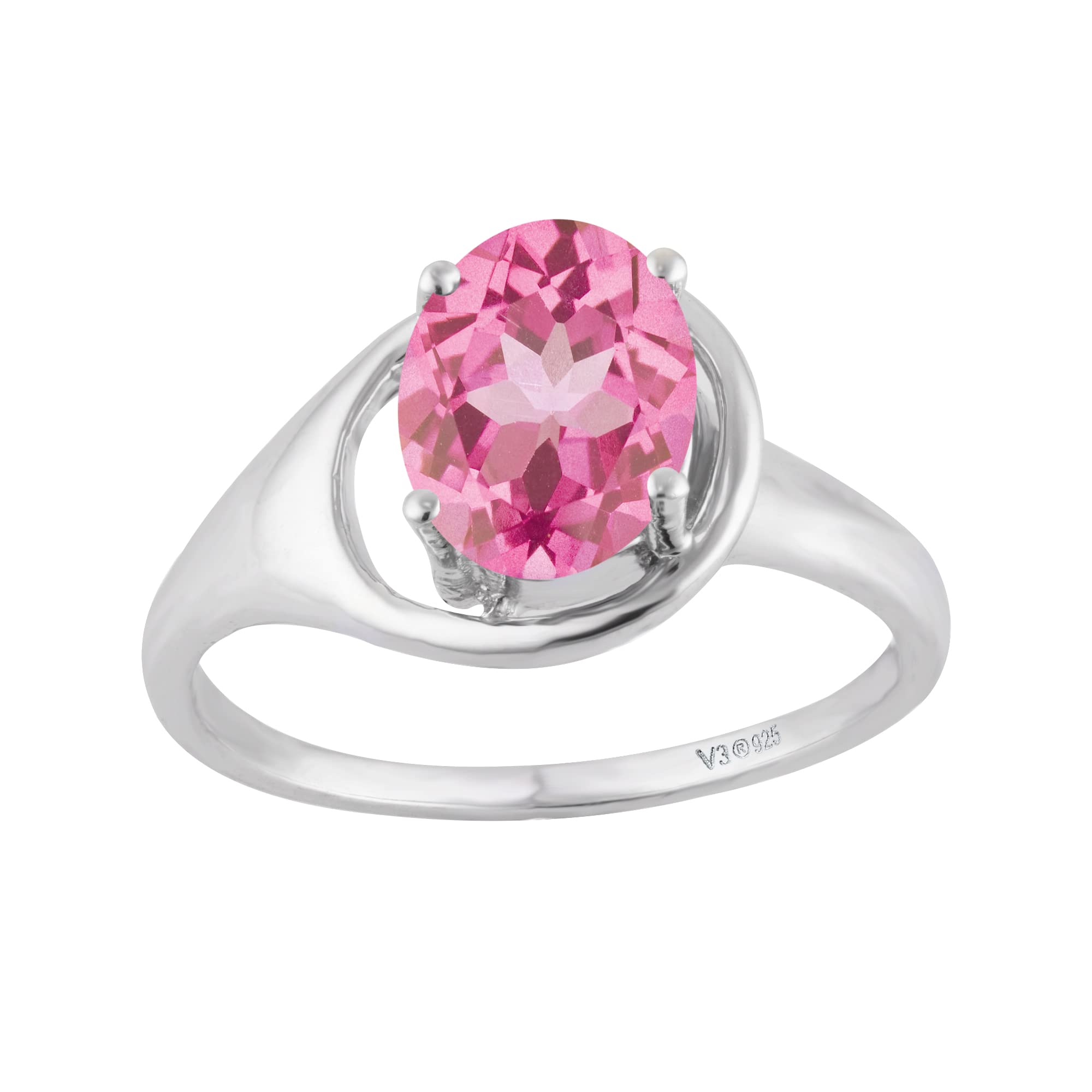 Pink Topaz Solitaire Ring in Sterling Silver - Elegant Birthstone Jewelry for Women, Perfect for Gifts, Anniversaries & Special Occasions